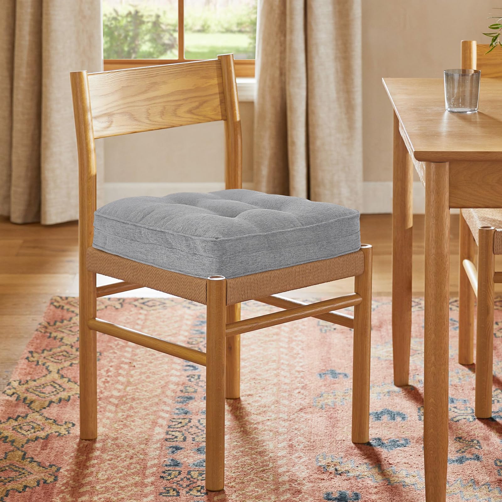 Downluxe Non-Slip Memory Foam Dining Chair Cushions with Ties - 16.5