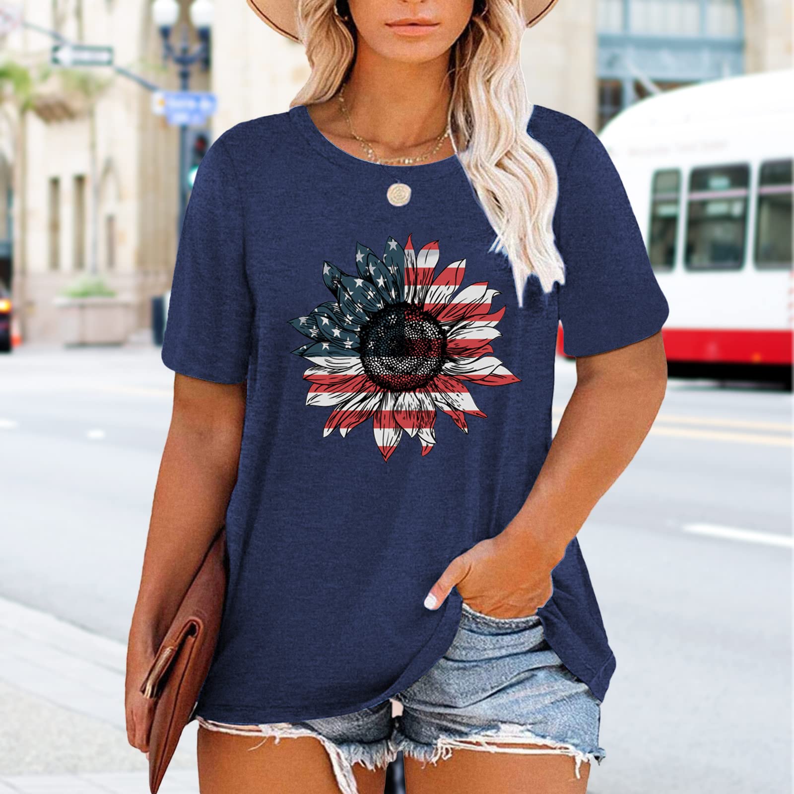HDLTE Women's Plus Size Casual Short Sleeve Graphic Tee Shirt - Oversized Comfort Fit T-Shirt for Women | Perfect for Everyday Wear, Lounge & Street Style