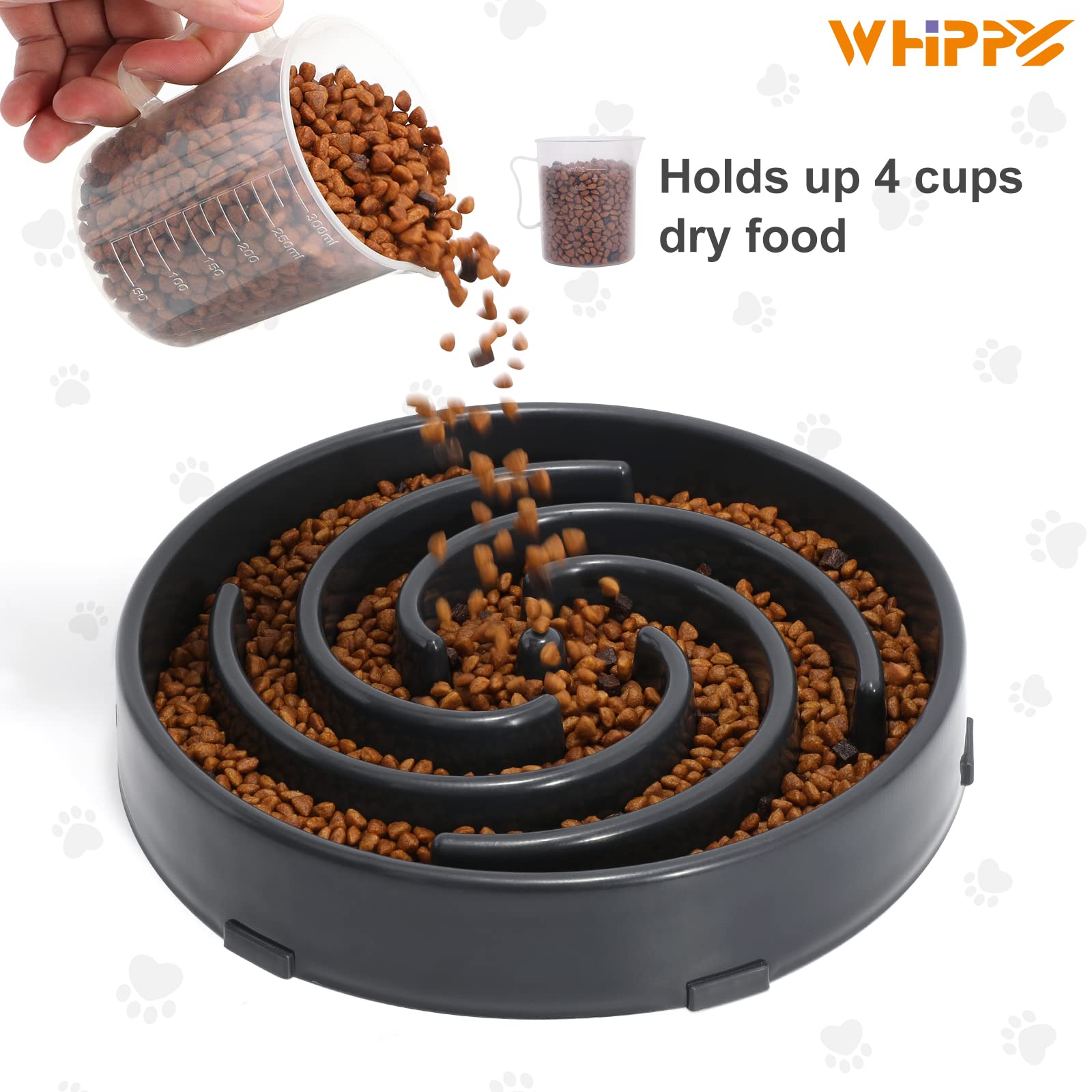 Slow Feeder Dog Bowl for Large & Medium Dogs - Non-Slip Puzzle Bowl to Prevent Bloat & Choking - Interactive Maze Design for Healthy Eating - Gray - Perfect for Fast Eaters & Mealtime Enrichment