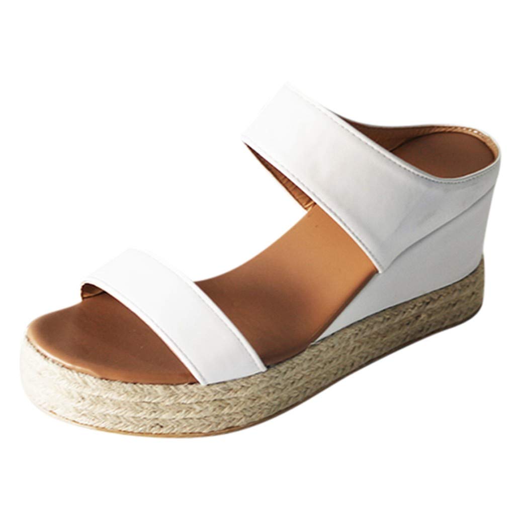 Women's Breathable Nude Wedge Sandals - Slip-On Open Toe Beach Shoes with Straw Design for Casual Wear, Summer Outings & Vacation Style