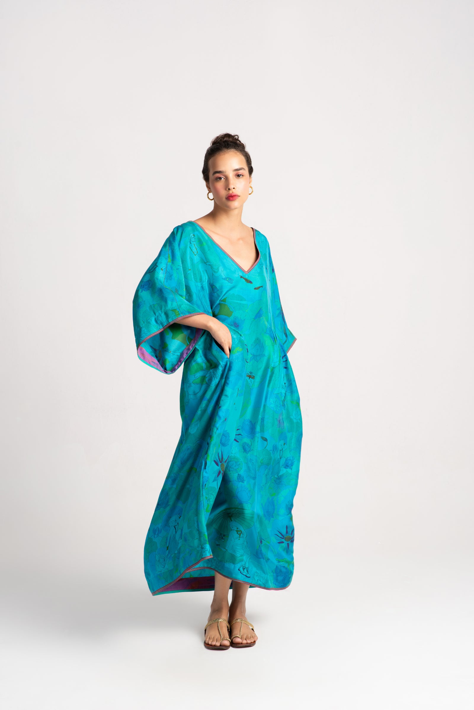 Bandini Silk Dress in Aqua Blue - Elegant & Comfortable for Weddings, Parties & Special Occasions