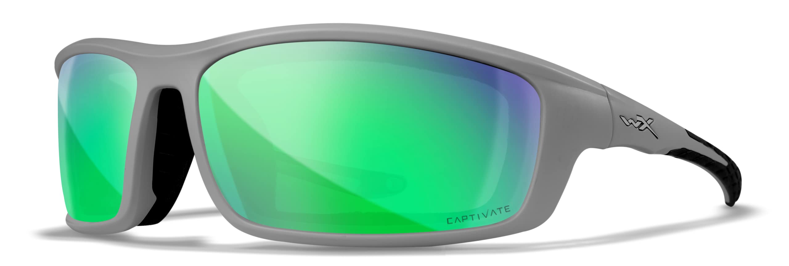 Wiley X WX Grid Captivate Polarized Safety Sunglasses for Men & Women - UV400 Protection, Matte Cool Grey Frame with Green Mirror Lenses - Ideal for Shooting, Fishing, Biking, Running & Outdoor Sports