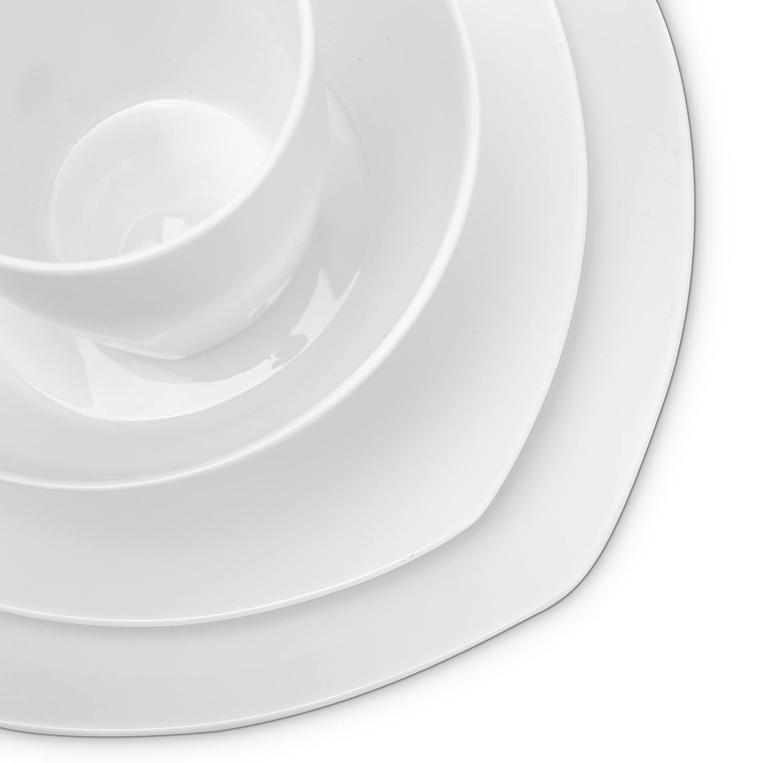 Premium 32-Piece Bone China Dinnerware Set - Elegant Square Plates & Bowls in Classic White - Perfect for Formal Dining, Weddings & Special Occasions