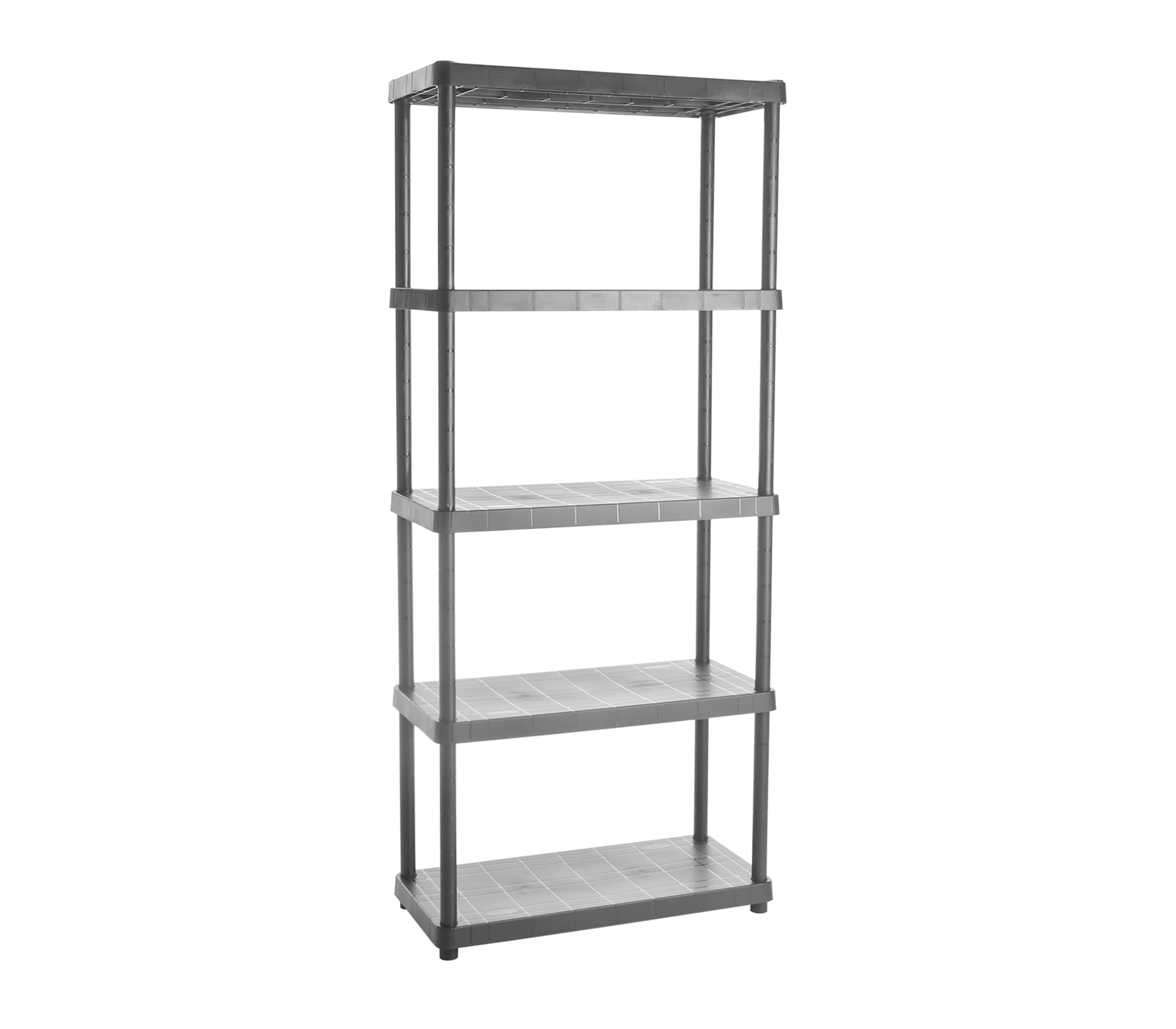 5-Tier Plastic Storage Shelf Organizer - Space-Saving Shelf Unit for Home, Office, Garage & Closet Organization - Durable Multi-Purpose Shelving for Books, Toys, Supplies & More
