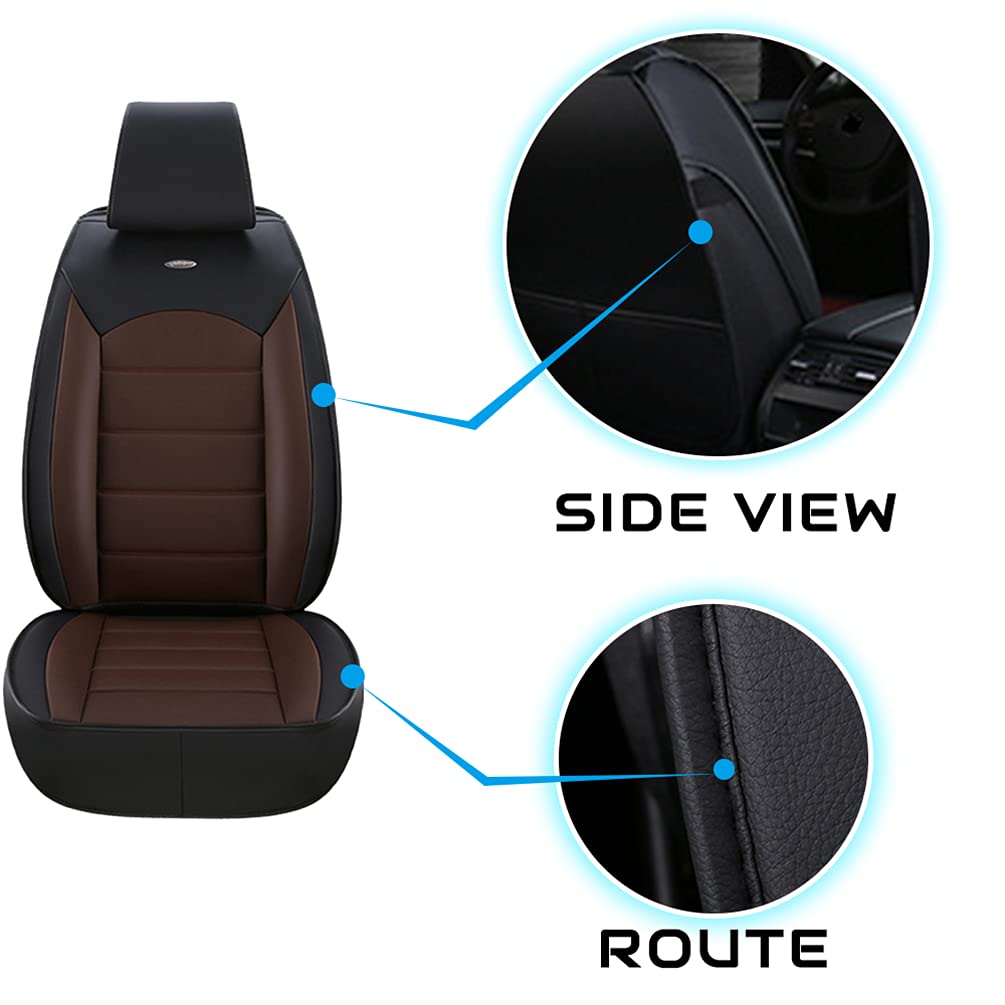 Premium Custom Car Seat Covers for Cadillac CTS 2003-2019 - 5-Piece Full Set (Front & Rear) Waterproof Leather Seat Protectors in Black Coffee - Perfect for Daily Commute, Road Trips & Family Protection