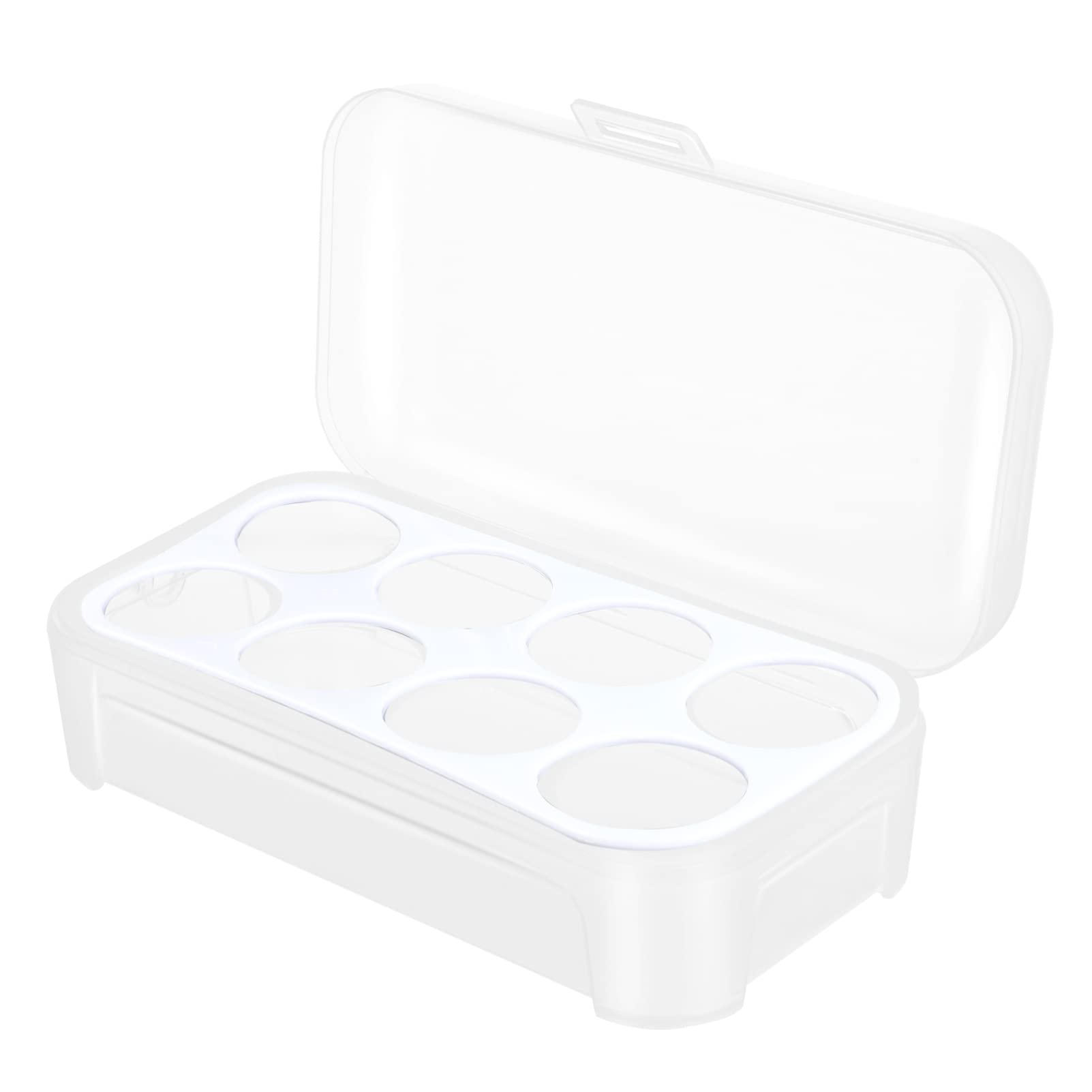 Angoily 8-Compartment Egg Storage Container with Lid - White Fridge Organizer for Eggs, Deviled Egg Tray & Refrigerator Food Drawer | Perfect for Kitchen Organization, Camping & Travel