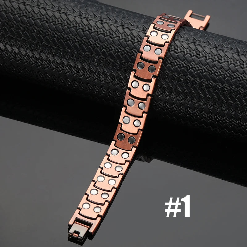 Men's Magnetic Health Bracelet - Pure Copper Energy Bracelet with Blood Pressure Magnets | Pain Relief & Improved Circulation | Perfect for Fitness, Work & Daily Wear