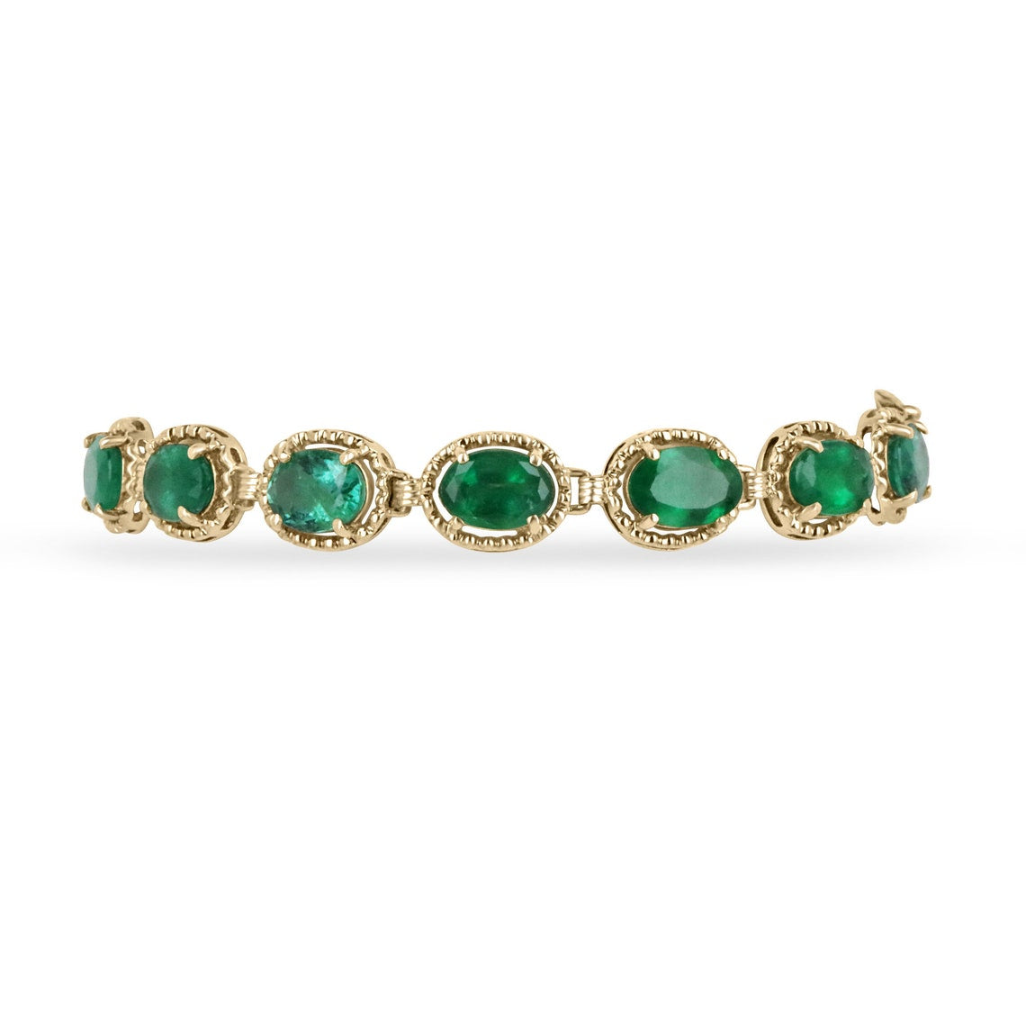 11.06tcw AAA 18K Gold Oval Cut Natural Emerald Gemstone Statement Bracelet - Luxury Jewelry for Women, Perfect for Weddings, Parties & Special Occasions
