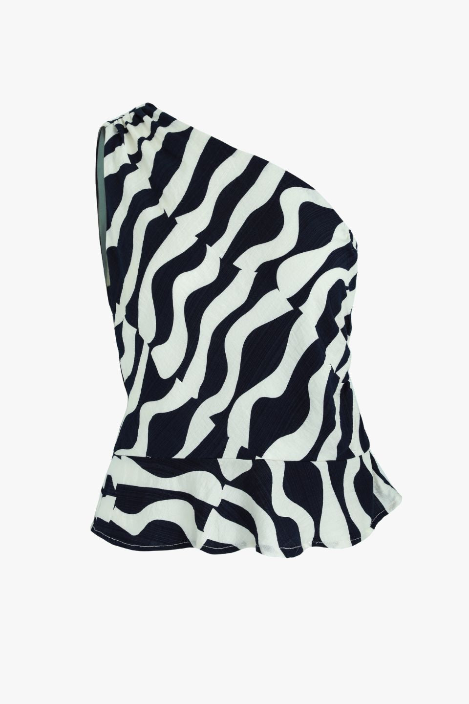 Stylish Fiction Ink Geo Wave One Shoulder Top for Women | Trendy Asymmetrical Blouse | Perfect for Parties, Date Nights & Summer Outfits