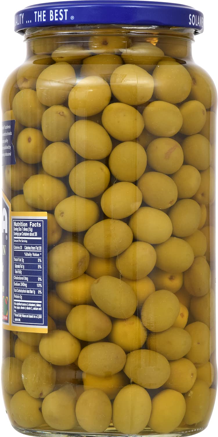 Goya Perdigon Manzanilla Spanish Olives - 20oz Jar | Authentic Spanish Stuffed Olives | Perfect for Tapas, Charcuterie Boards & Mediterranean Recipes