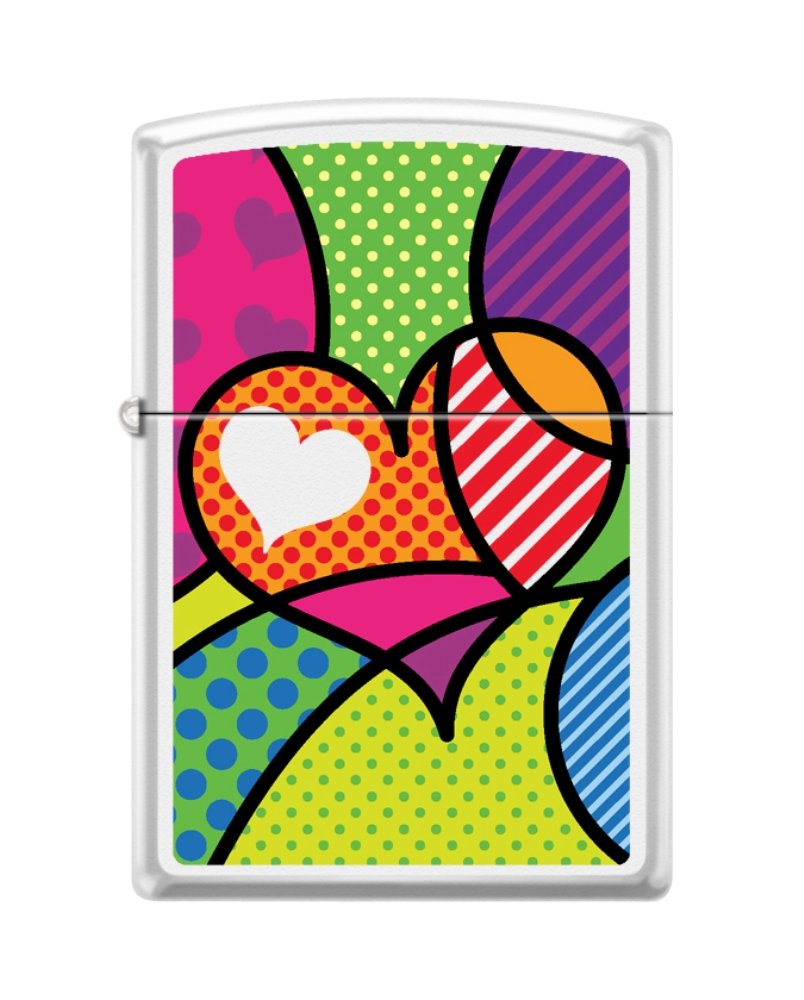 Zippo Funky Heart White Matte Windproof Pocket Lighter - Classic Refillable Metal Lighter for Outdoor Camping, Hiking & Everyday Carry (New)