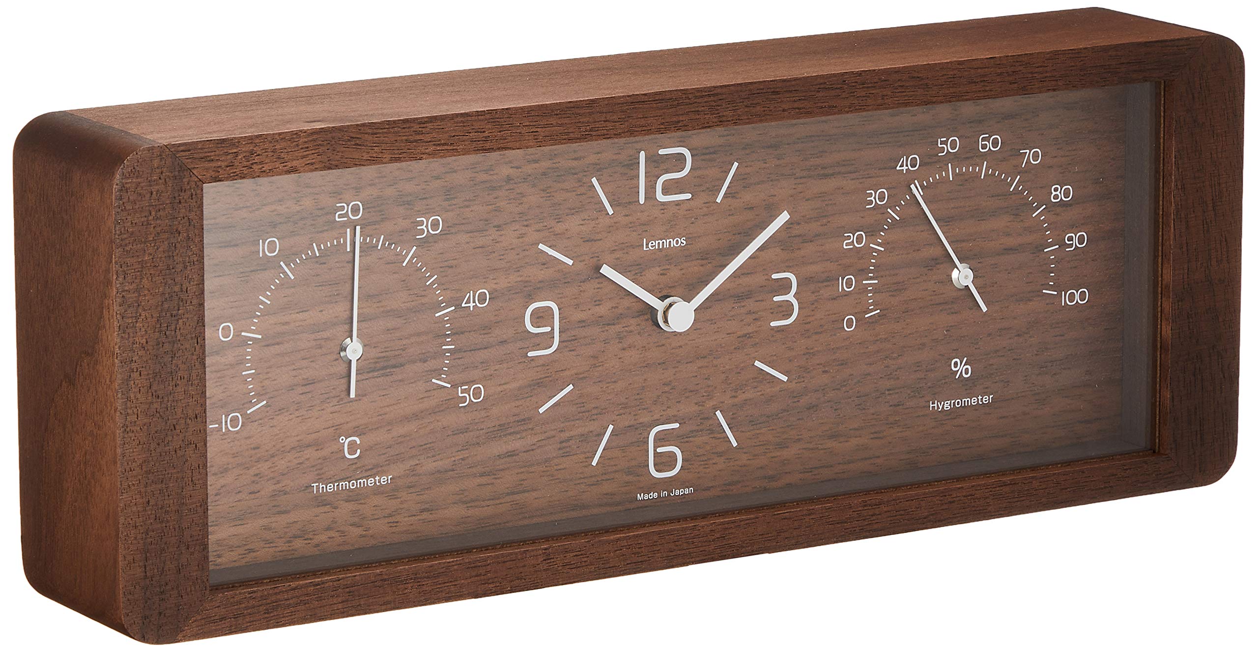 Lemnos Men's Yokan Wood Table Clock - Handcrafted Brown Wooden Desk Clock for Home & Office Decor - Perfect for Bedroom, Living Room, and Workspace