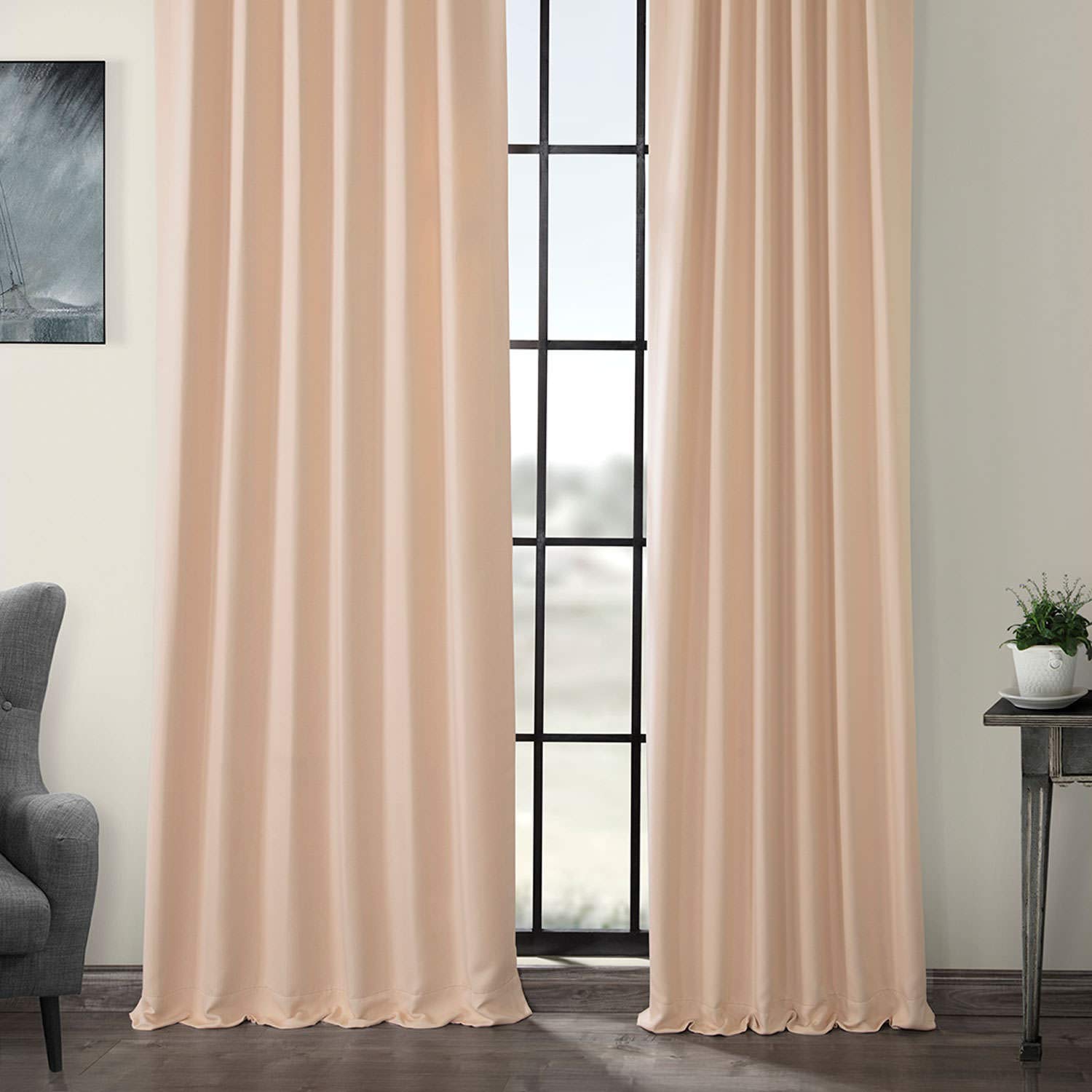 Room Darkening Curtains 50x96 Inches - Blackout Drapes for Bedroom & Living Room Decor - 1 Panel Peach Sheer Window Treatment - HPD Half Price Drapes BOCH-141314-96 | Perfect for Nursery, Home Theater & Light Control