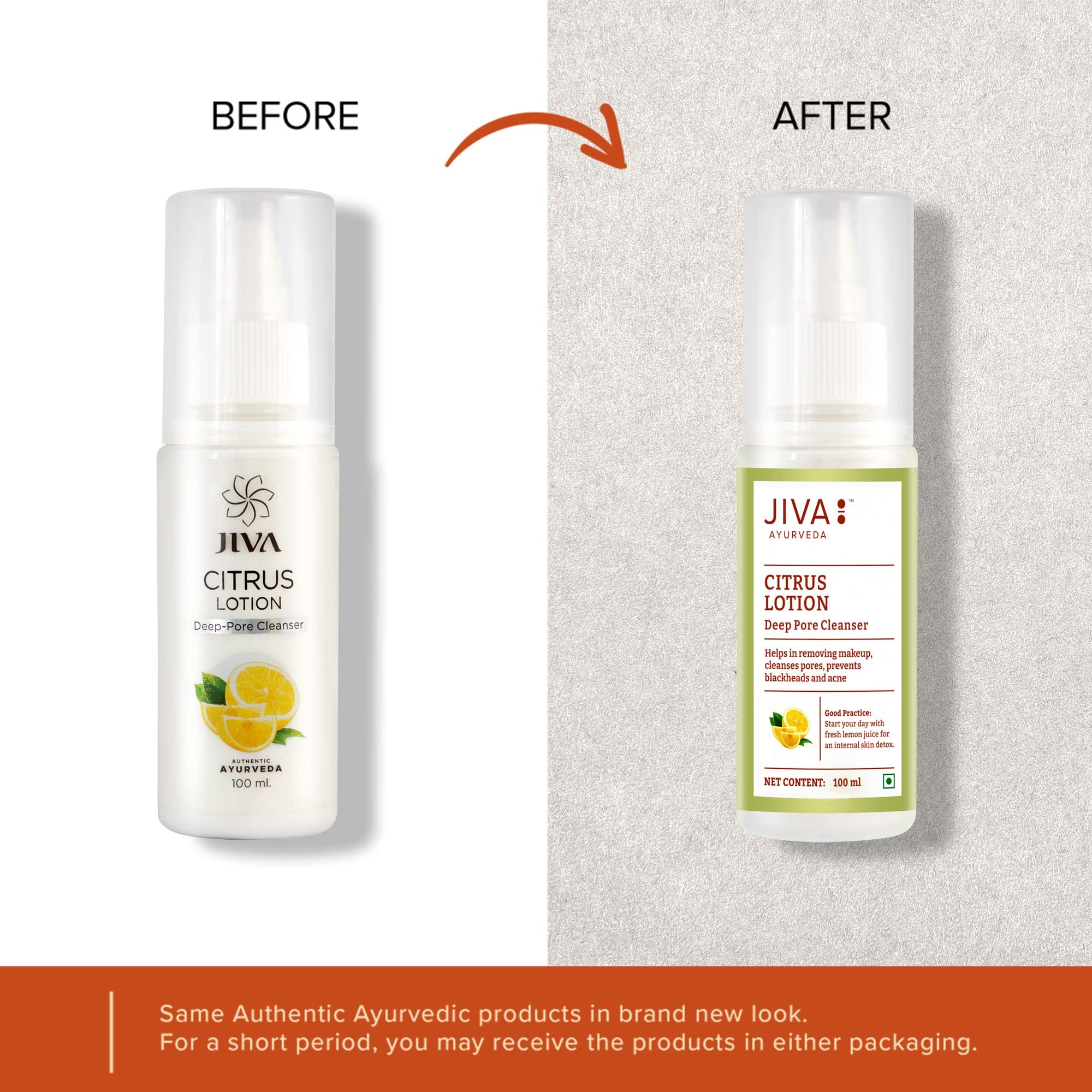 Jiva Citrus Lotion 100ml (Pack of 2) | 100% Pure Natural Face Cleanser | Gentle Makeup Remover & Deep Pore Cleanser for Blackheads, Oil & Dirt | Hydrating Facial Toner to Balance Skin pH & Boost Radiance | Perfect for Daily Skincare Routine & Post-Makeup Cleansing