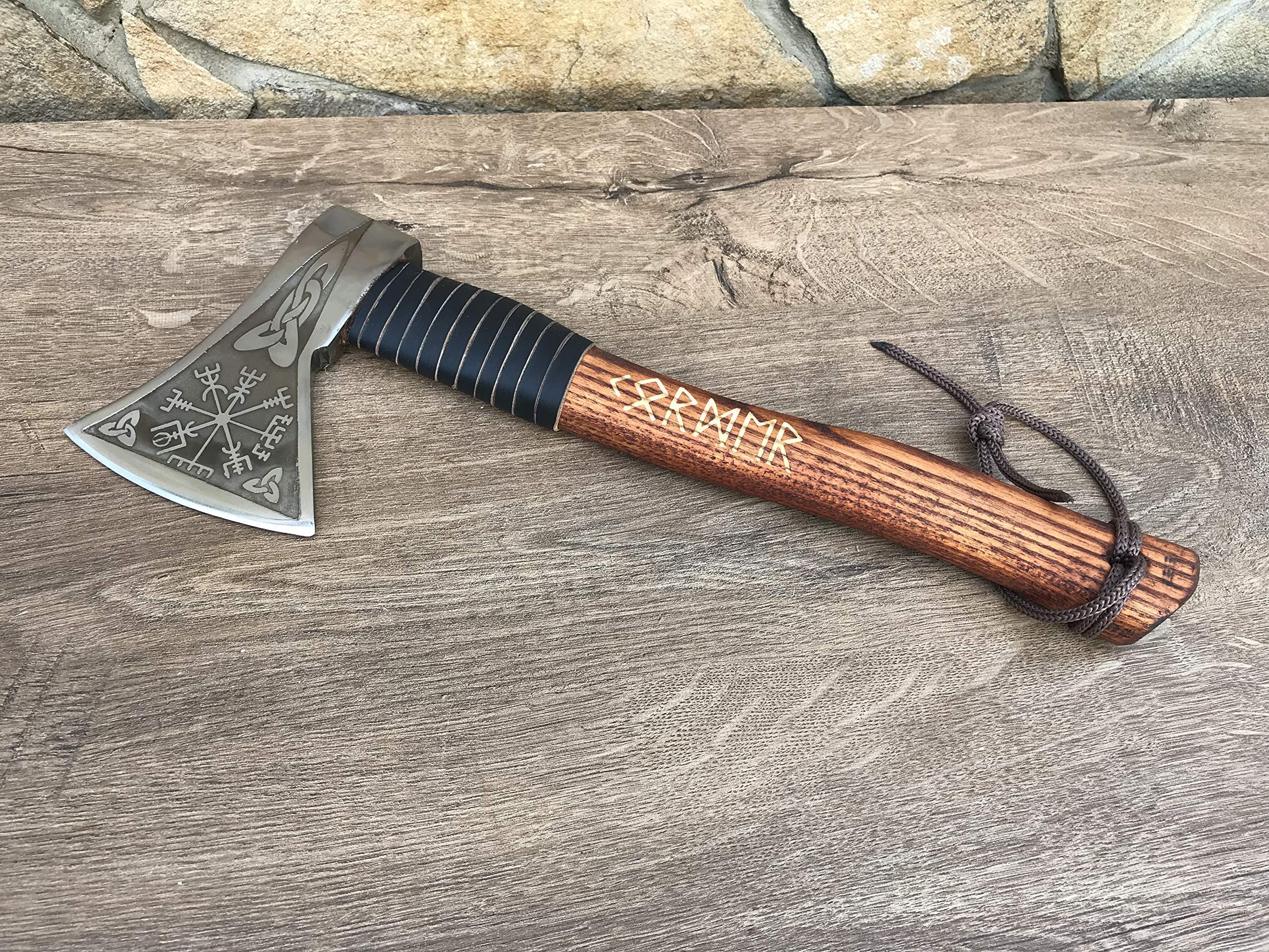 Viking Axe - Handcrafted Viking Gifts for Men with Vegvisir Symbol, Runes Art & Amulet - Perfect Viking Decor & Unique Gift for Boyfriend - Ideal for Home Decor, Viking Themed Parties & Norse Enthusiasts