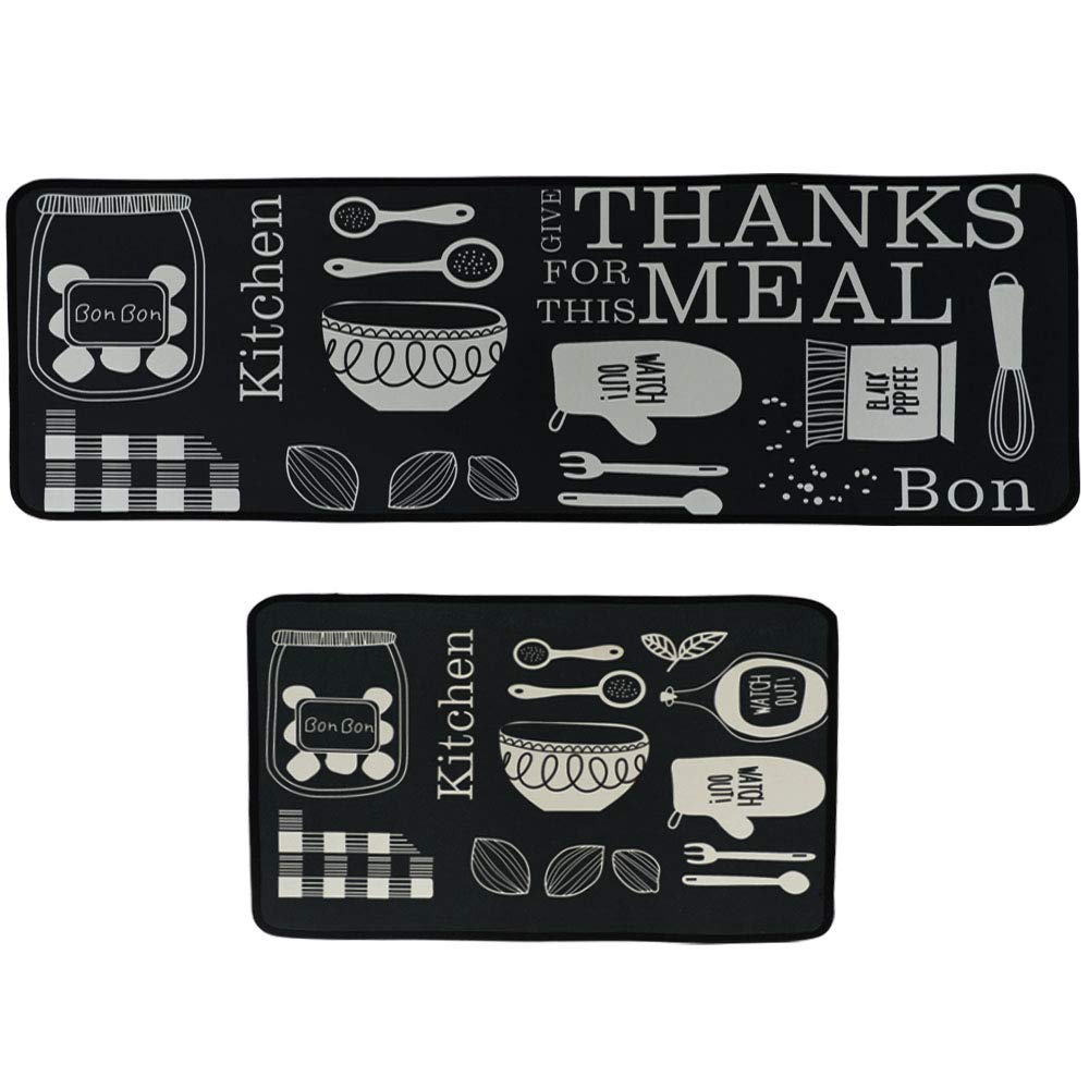 Non-Slip Kitchen and Bedroom Floor Mats Set - Washable Anti-Skid Rugs for Indoor Use (47.2