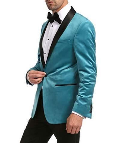 Enzo Collection Turquoise Velvet Slim Fit Shawl Lapel Tuxedo Blazer for Men - Perfect for Weddings, Prom & Formal Events | Luxury Velvet Dinner Jacket