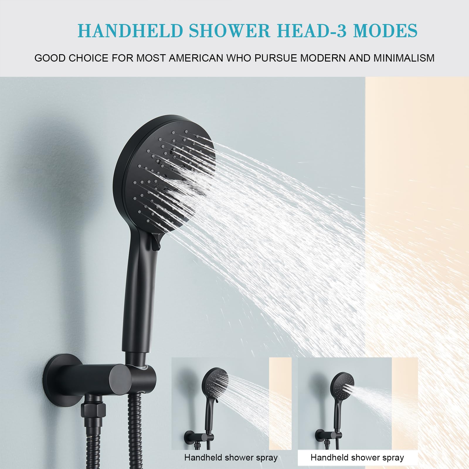 Matte Black Shower System - High Pressure Shower Faucet Set with 12 Inch Rainfall Shower Head & Handle, Brass Valve Bathroom Fixtures for Modern Home & Spa Experience