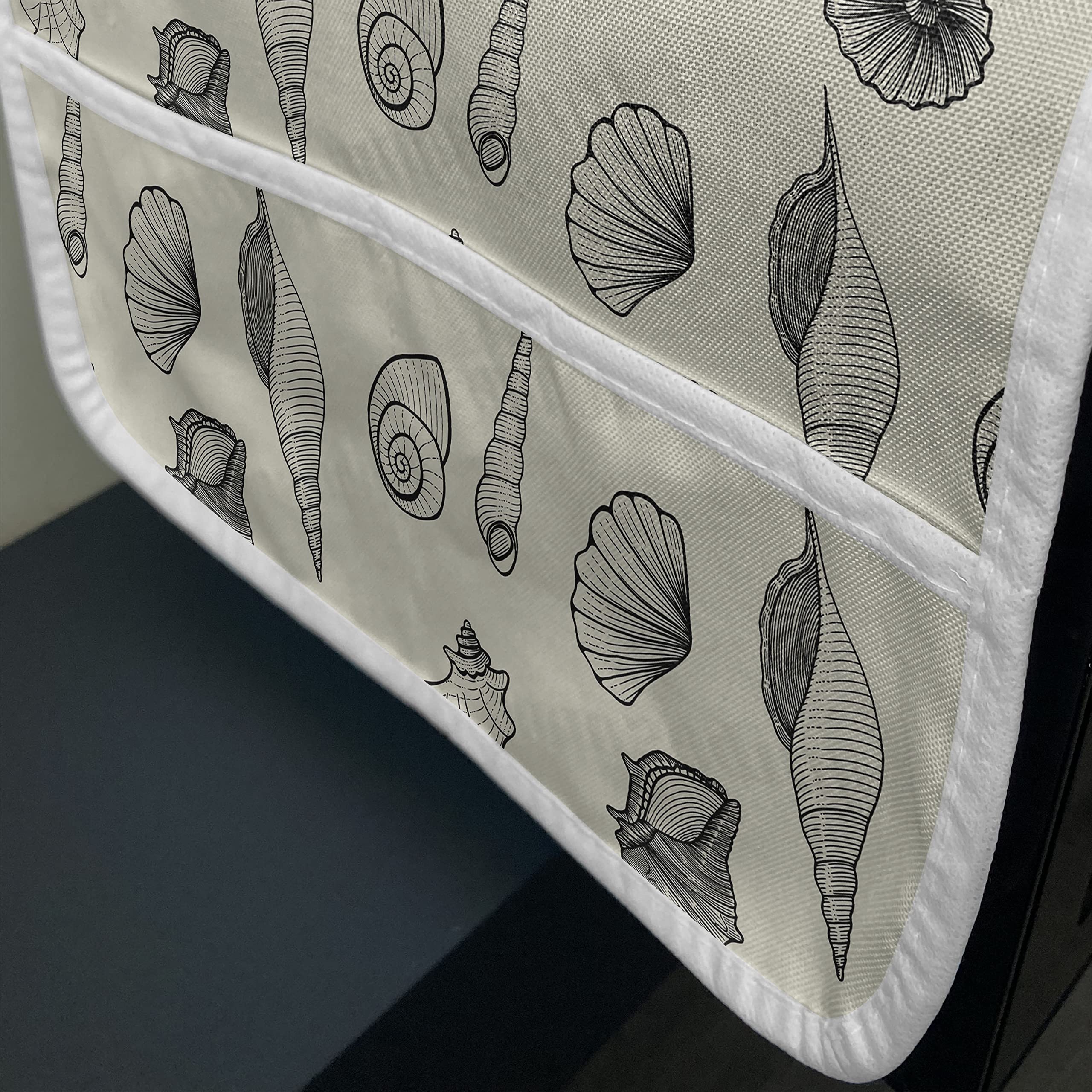 Lunarable Nautical Microwave Oven Cover - Waterproof Marine Themed Kitchen Organizer with Pockets, 36