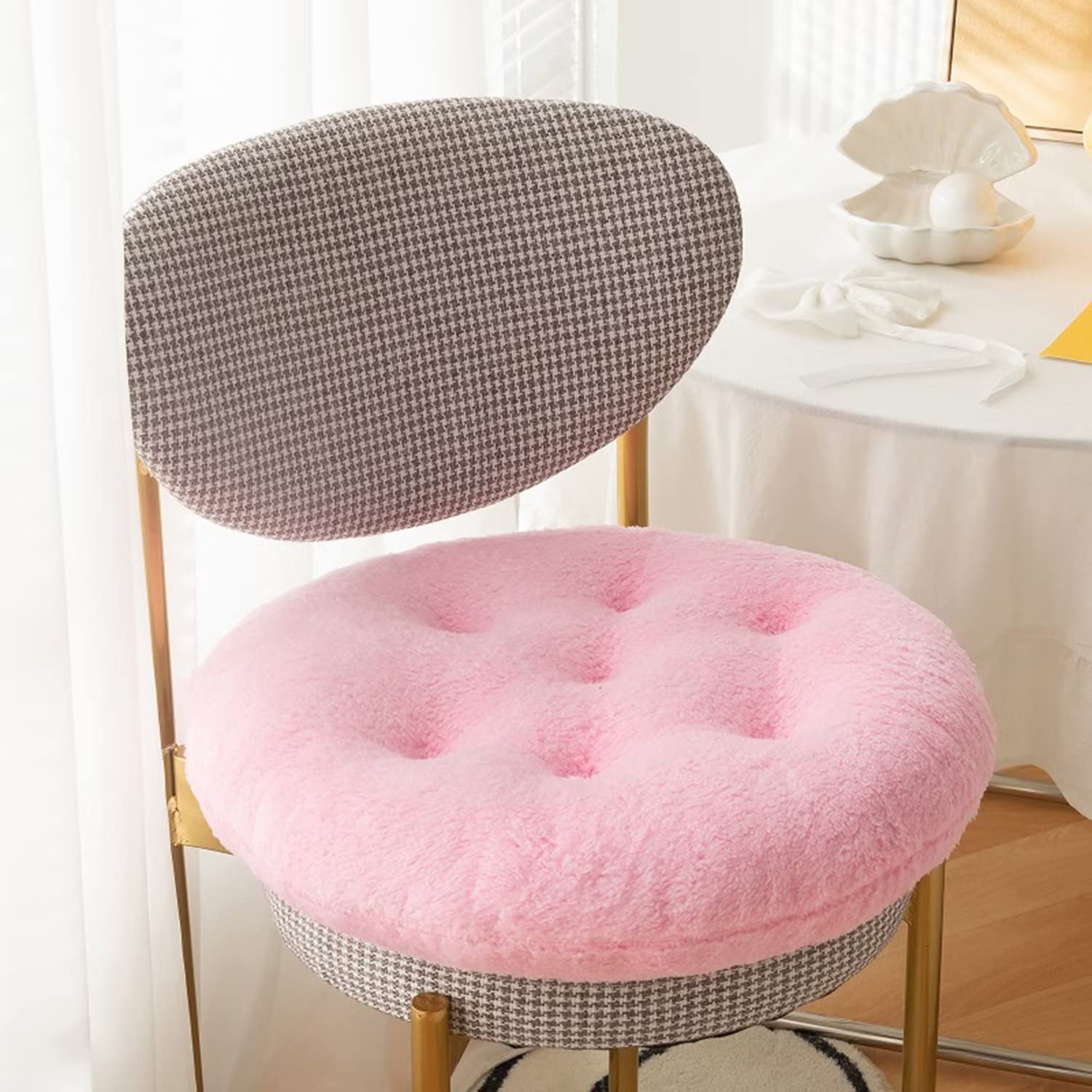 Thick Round Seat Cushion - Soft Fluffy Floor Pillow for Chair (16
