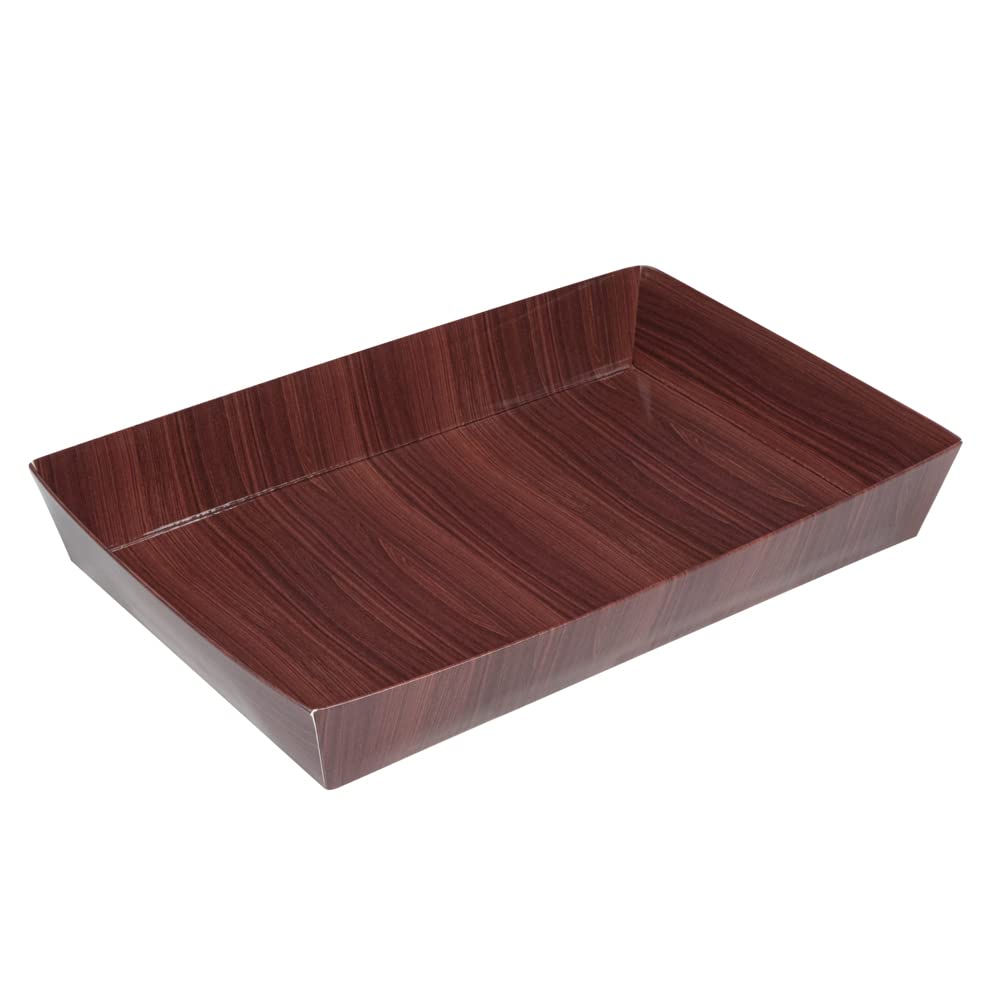 Restaurantware Matsuri Vision 9x6x1.5 Inch Large Disposable Sushi Trays - 100 Greaseproof Wood Grain Paper Sushi Containers for Entrees & Desserts (Lids Sold Separately) | Perfect for Japanese Restaurants, Catering, Takeout & Home Sushi Parties