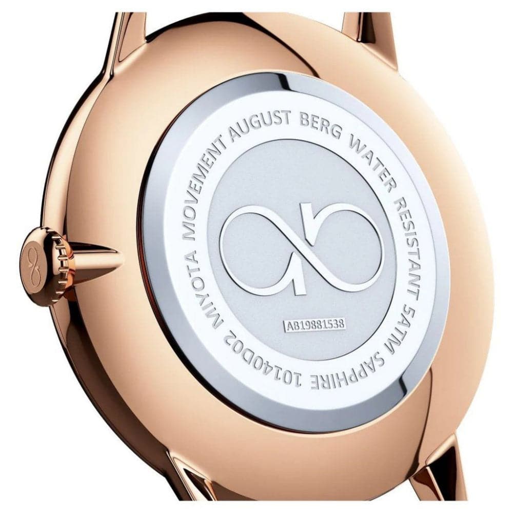 August Berg 10140A05MRG Unisex Watch - Blue Dial, Rose Gold Milanese Strap for Men & Women | Perfect for Business, Casual & Formal Occasions