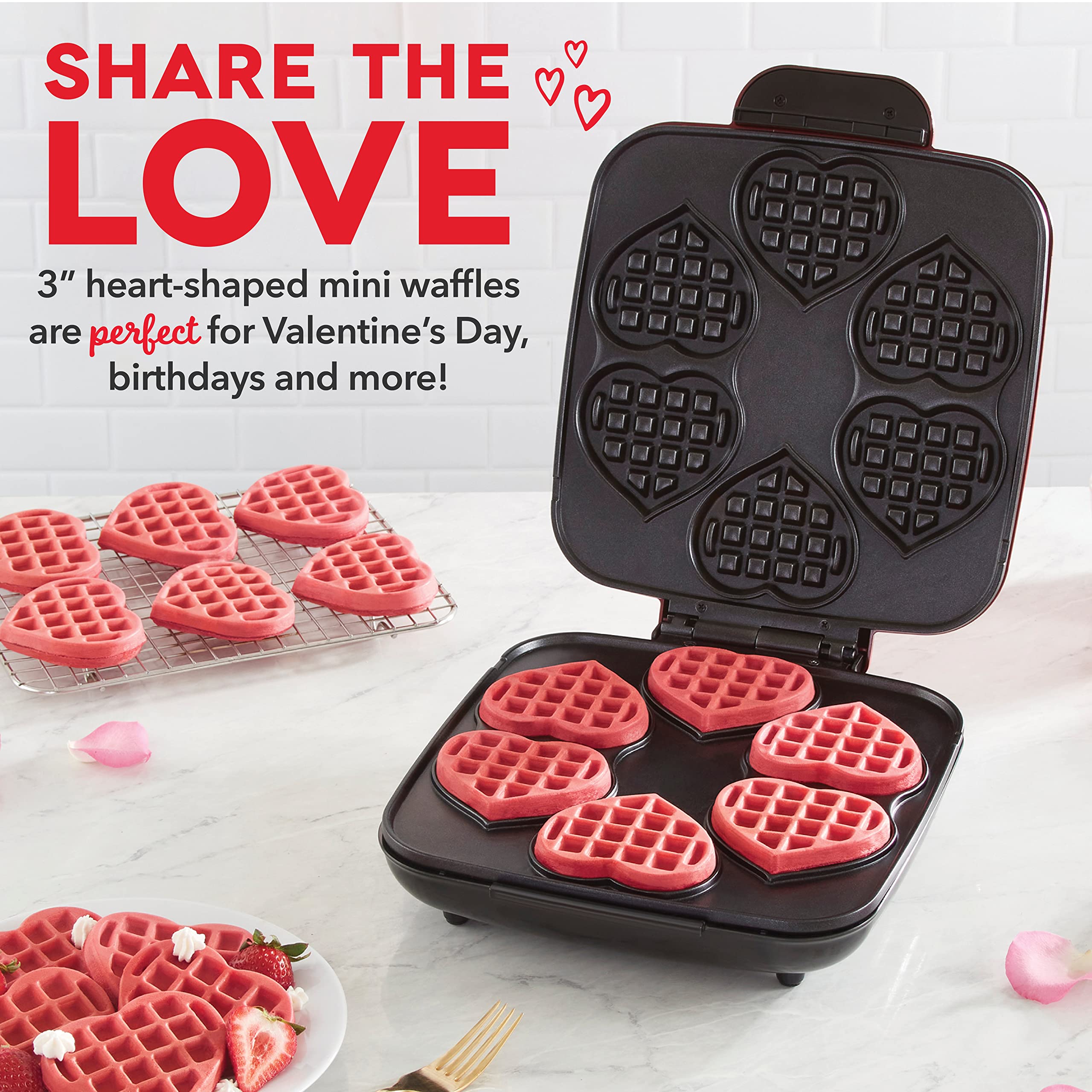 DASH Mini Heart Waffle Maker - 6 Nonstick 3