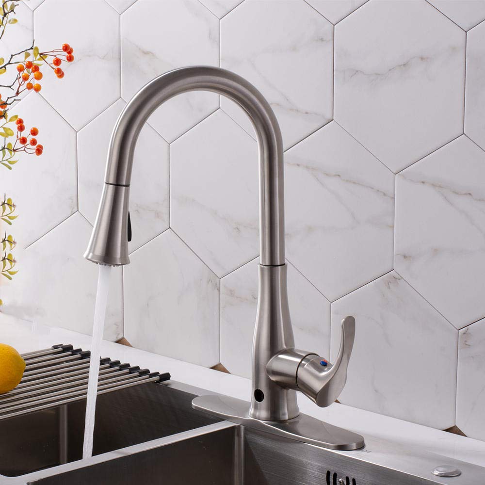 Stretchable Kitchen Faucet with Adjustable Hot & Cold Water - Pull Down Sprayer for Sink, Durable Stainless Steel Kitchen Accessory (Perfect for Washing Dishes, Filling Pots & Cleaning Vegetables)