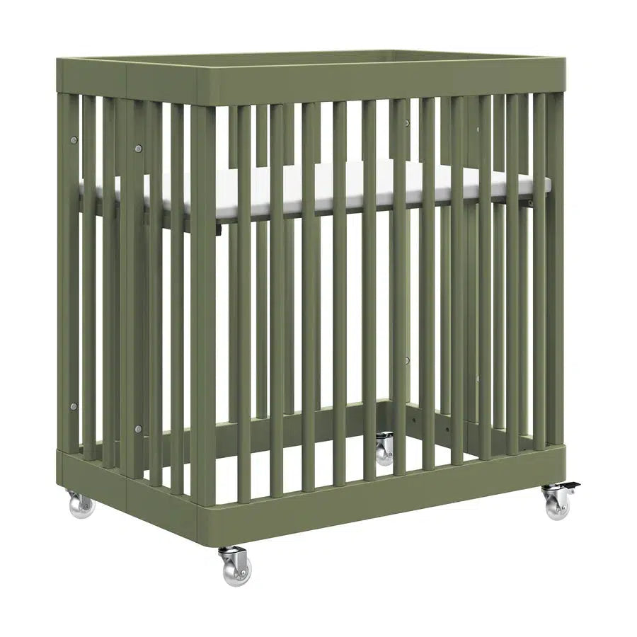 Babyletto Pogo 8-in-1 Convertible Crib - Olive Green | Modern Nursery Furniture for Newborn to Toddler | Perfect for Small Spaces & Eco-Friendly Nurseries