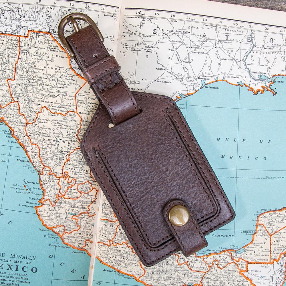 Personalized Leather Luggage Tag - Engraved Name & Contact Info - Durable Travel ID Bag Tag for Suitcases, Backpacks & Carry-Ons - Perfect for Business Trips, Vacations & Gift Giving