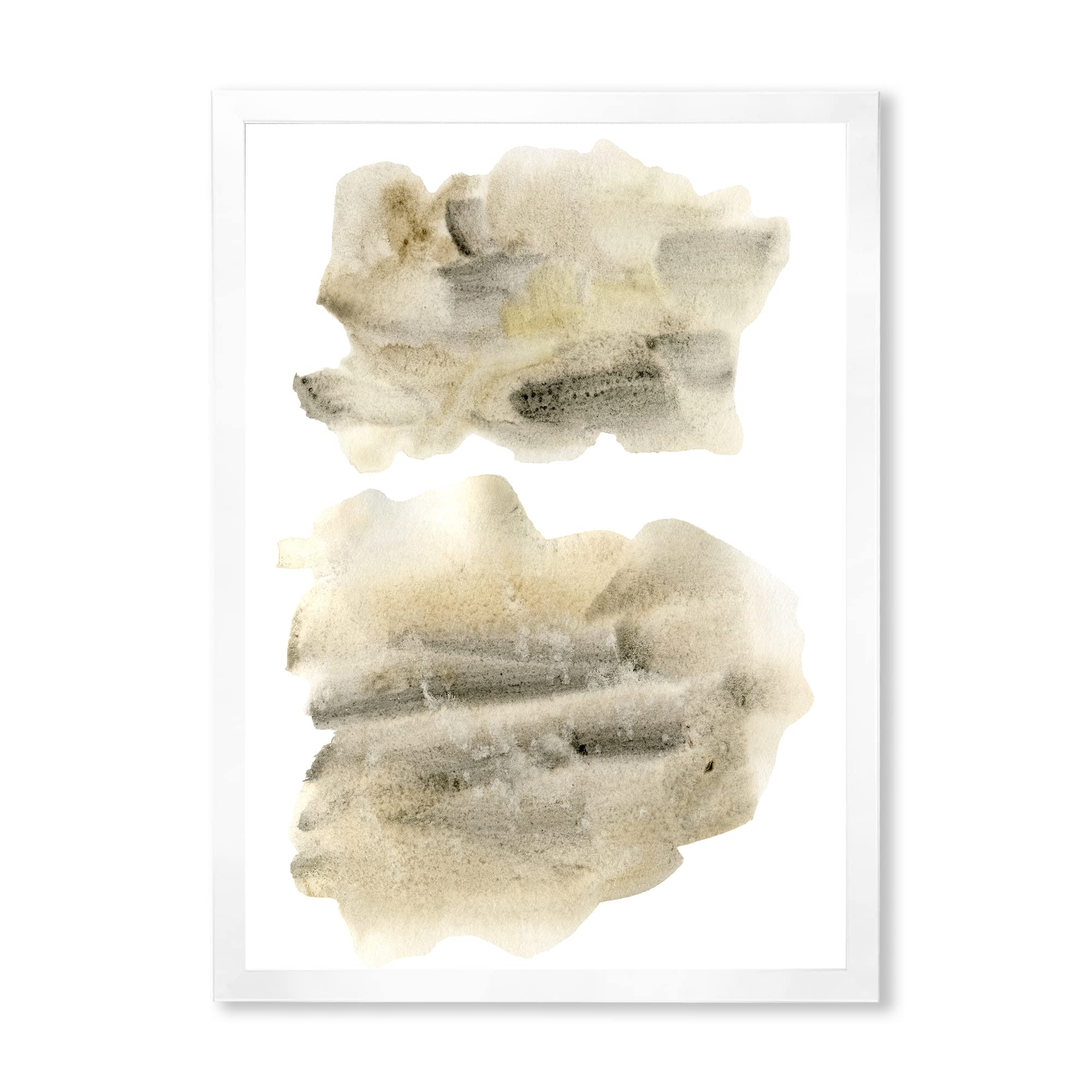 DesignQ Black and Beige Clouds Modern Framed Wall Art - Contemporary Home Decor for Living Room, Bedroom & Office - Perfect for Housewarming Gifts & Interior Design