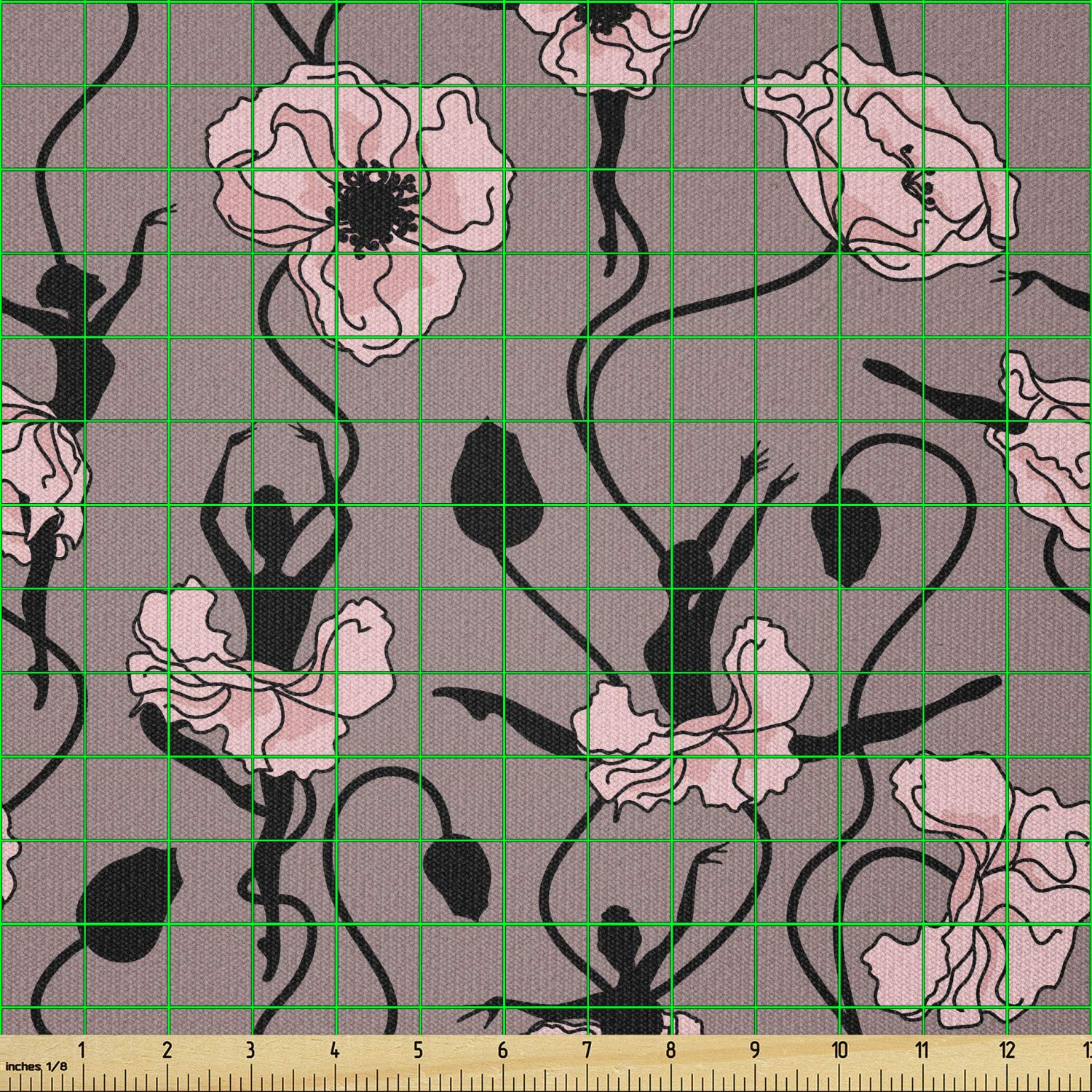 Ambesonne Abstract Stretch Knit Fabric by The Yard - Blooming Flowers & Ballerina Silhouettes Design for Clothing Sewing, DIY Crafts (1 Yard, Rose Black Dried Rose) | Perfect for Dresses, Skirts, Home Decor & Art Projects