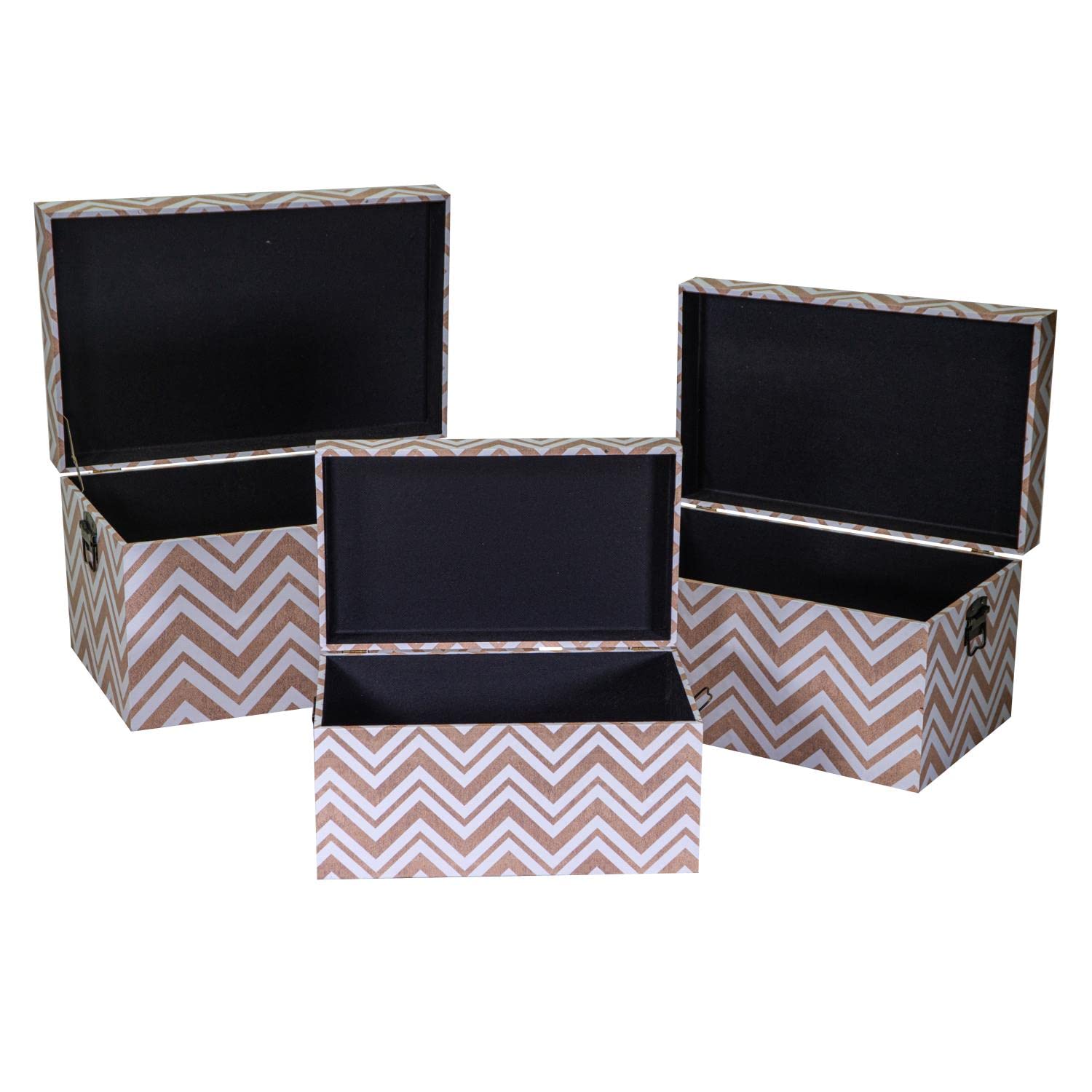 Premium Faux Leather Storage Box Set of 3 - Medium Size Gold Jewelry Organizer for Home Decor, Office Supplies & Gift Packaging