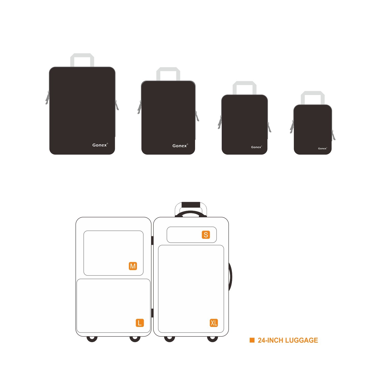 Gonex Compression Packing Cubes Set - 3 or 4 Piece Expandable Travel Organizer for Luggage & Suitcases | Space Saving Storage Bags for Vacation, Business Trips & Backpacking
