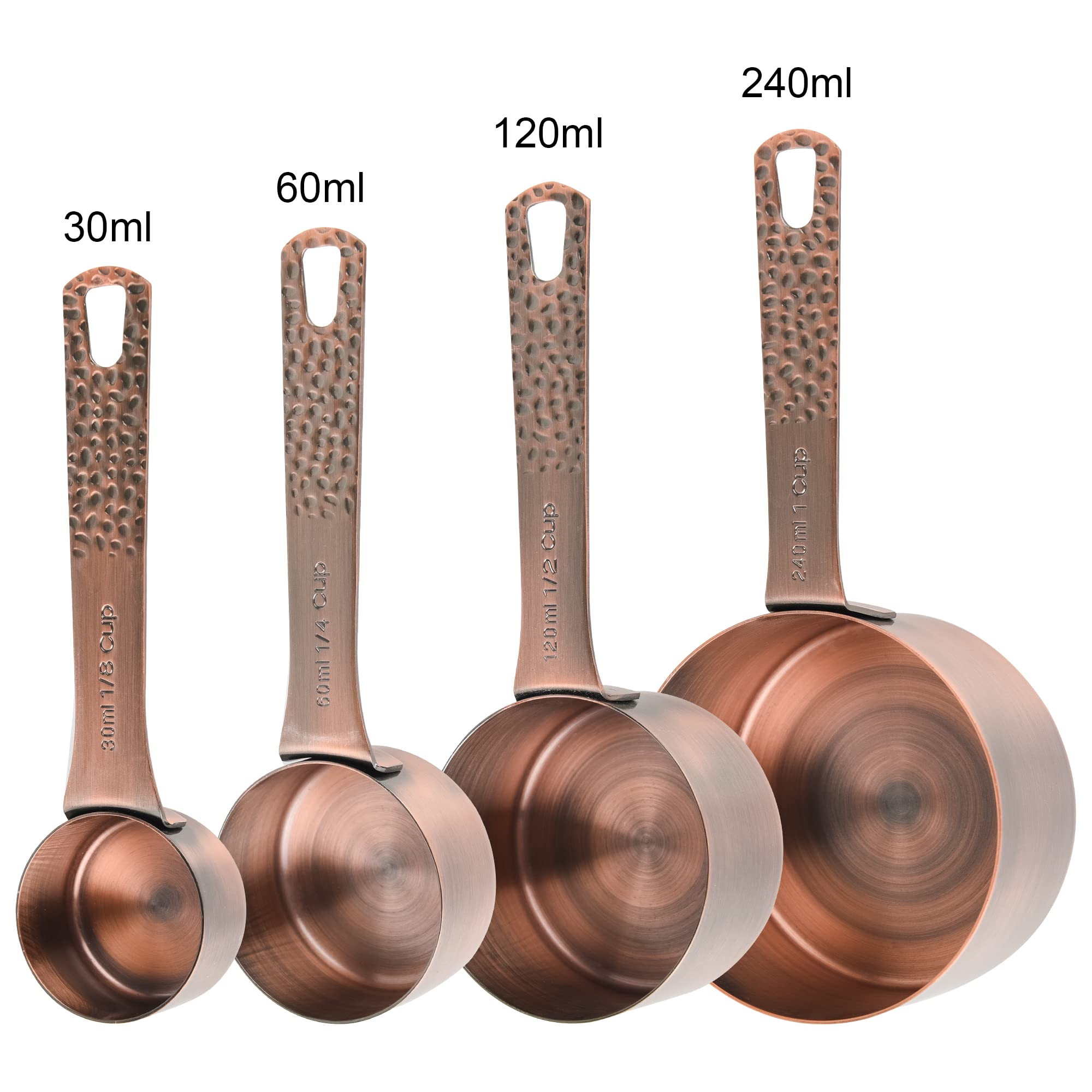 Premium 10-Piece Copper Measuring Cups and Spoons Set - Stainless Steel Nesting 4 Measuring Cups & 5 Spoons with Leveler - Essential Baking Tools for Cooking, Baking, Cake Decorating & Kitchen Measurements