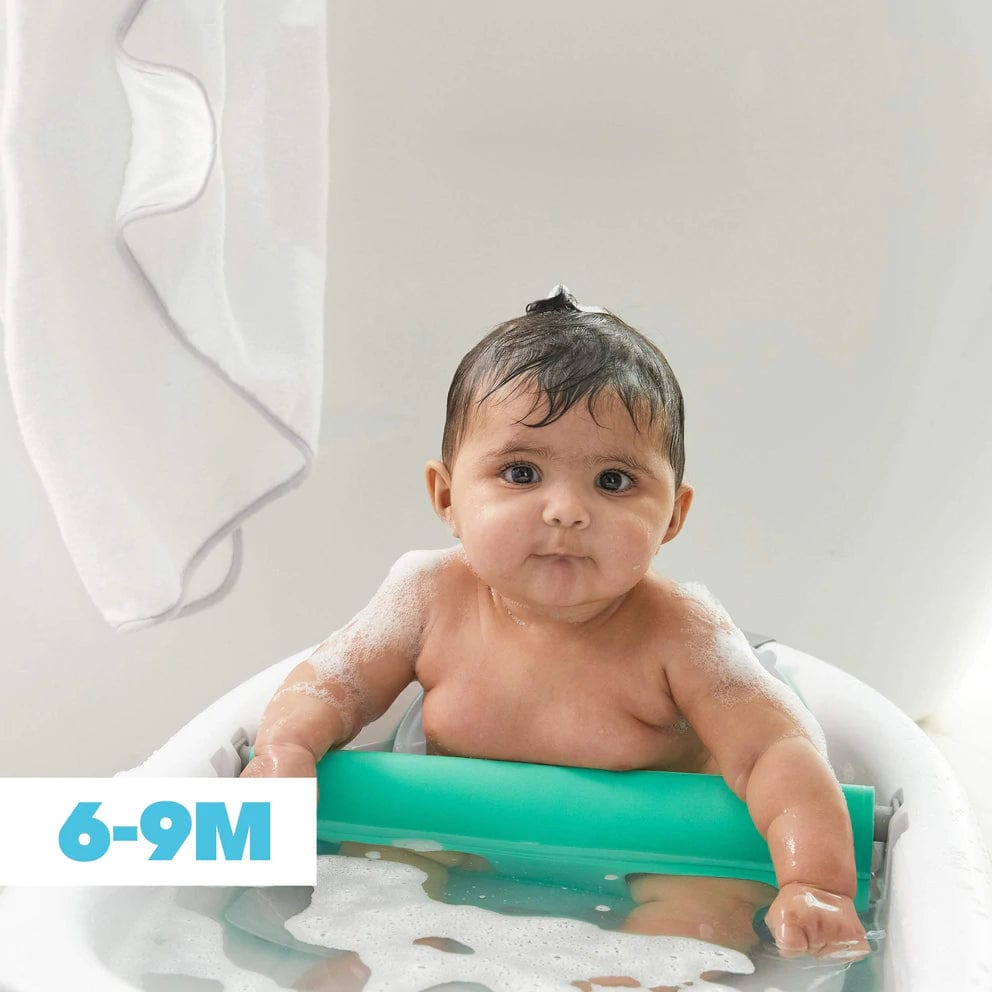 Fridababy 4-in-1 Adjustable Baby Bathtub - Convertible Infant to Toddler Tub with Drain Plug & Non-Slip Surface for Safe Bathing at Home or Travel