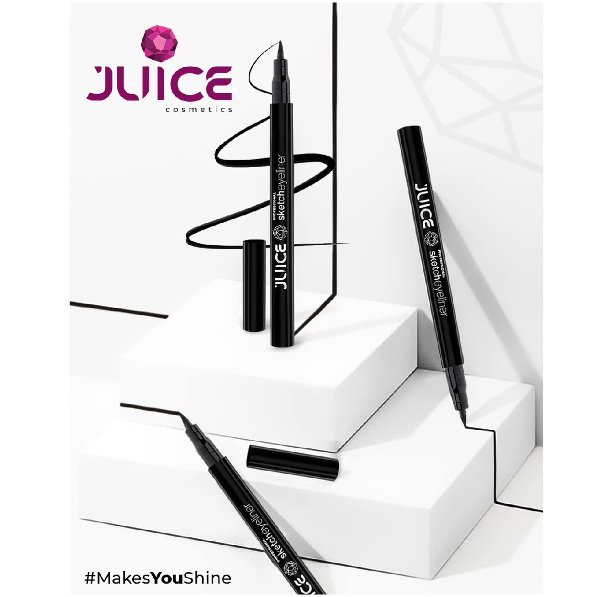 Waterproof & Smudge Proof Juice Sketch Eyeliner SE01 & Mascara MS04 Combo Pack of 2 - Black | Long Lasting Eye Makeup for Party, Wedding & Daily Wear