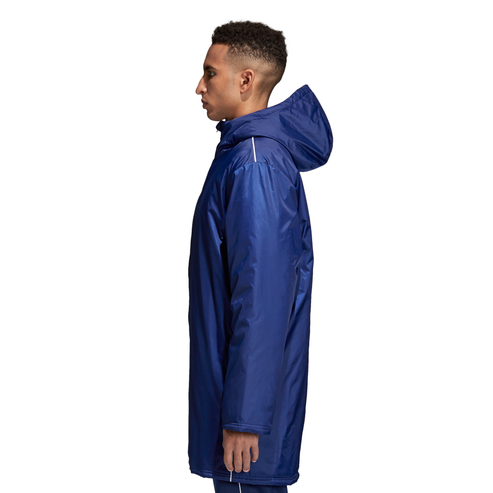Adidas Core 18 Stadium Jacket for Men - Dark Blue/White Windbreaker - Lightweight Water-Resistant Training Jacket for Running, Hiking & Outdoor Sports