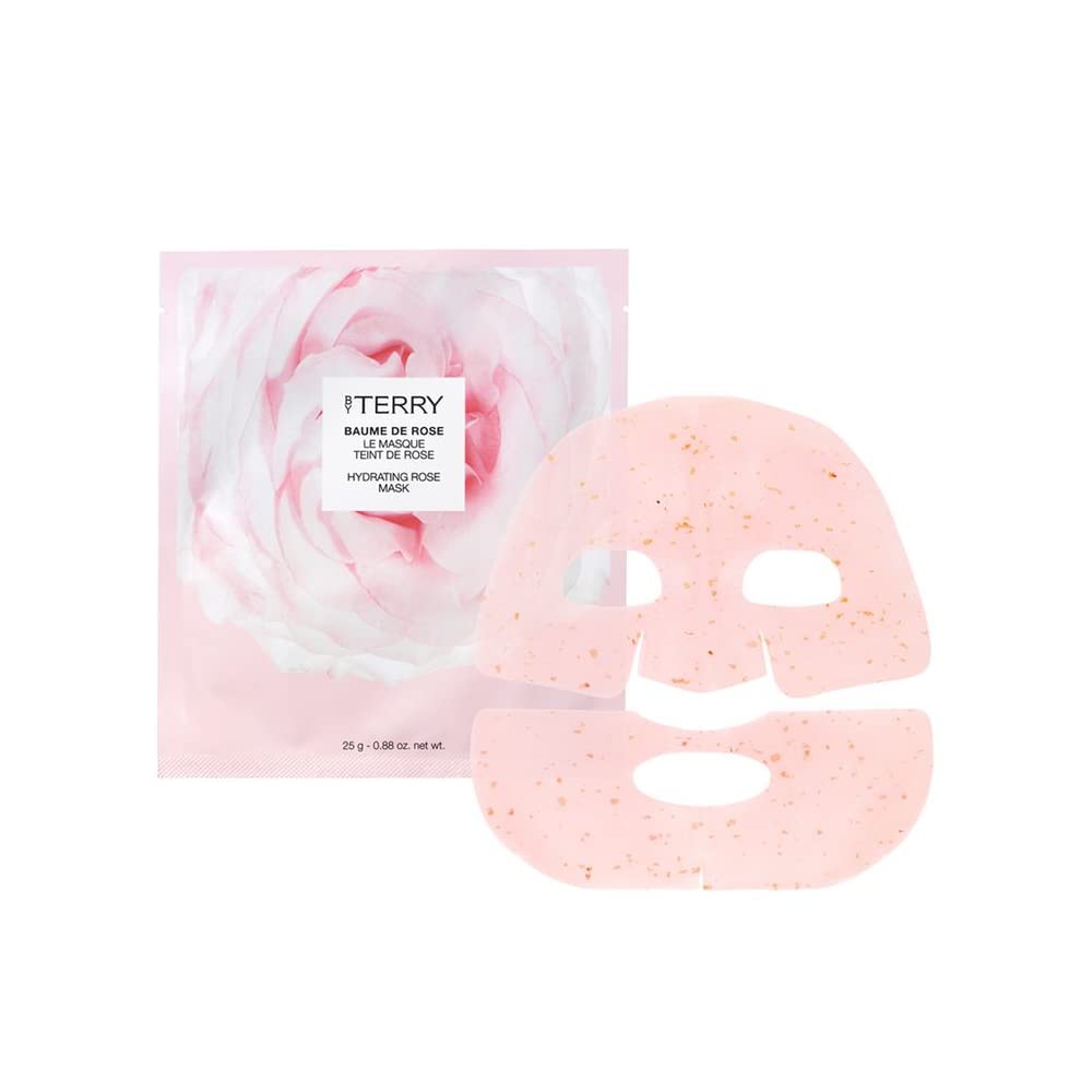 By Terry Baume De Rose Hydrating Rose Sheet Mask 25g - Deep Moisturizing Facial Treatment for Dry Skin, Perfect for Nighttime Skincare Routine & Spa Days