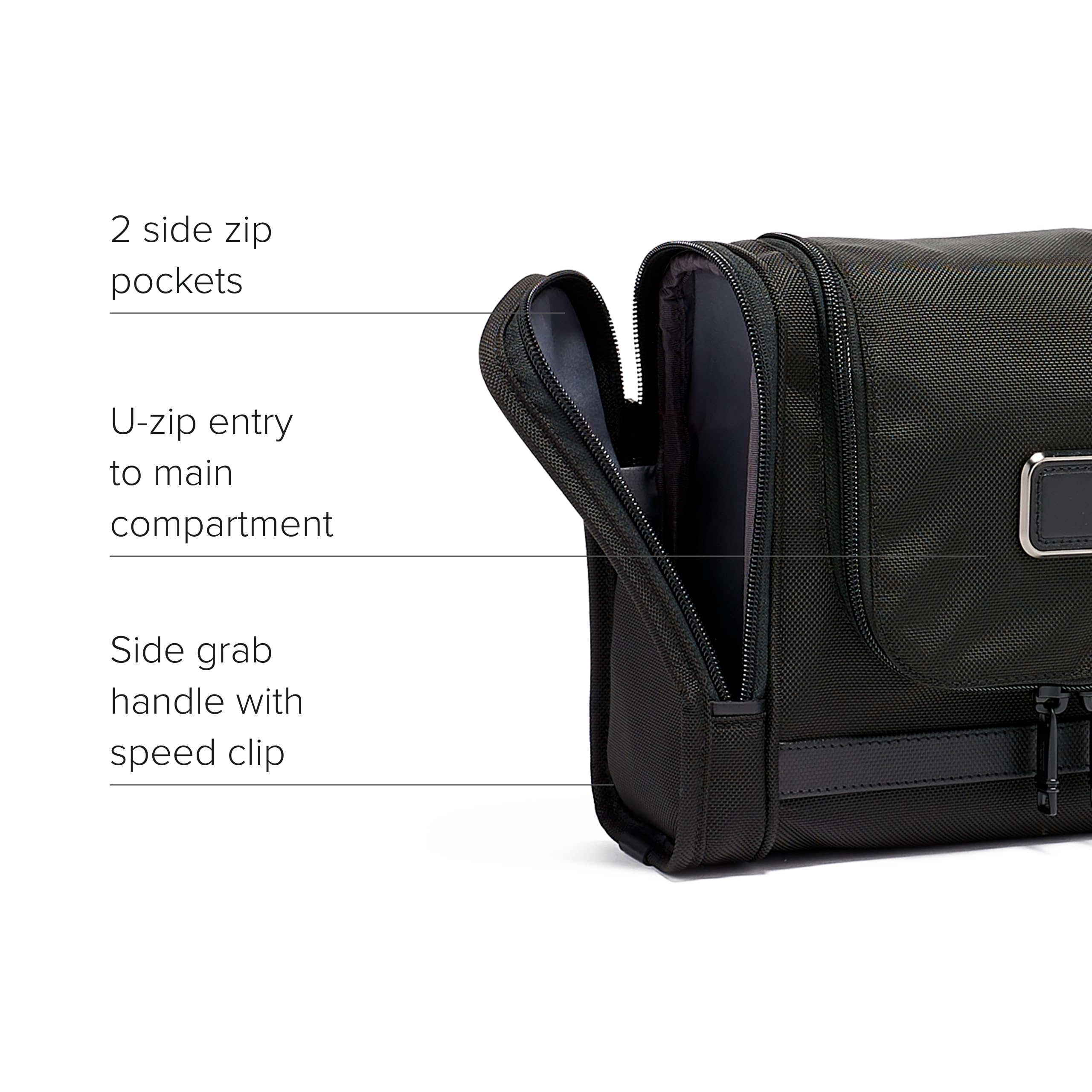 TUMI Alpha Hanging Travel Toiletry Bag - Water-Resistant Cosmetic Organizer with Multiple Pockets & Hooks - Perfect for Business Trips, Vacations & Gym Essentials (Black)
