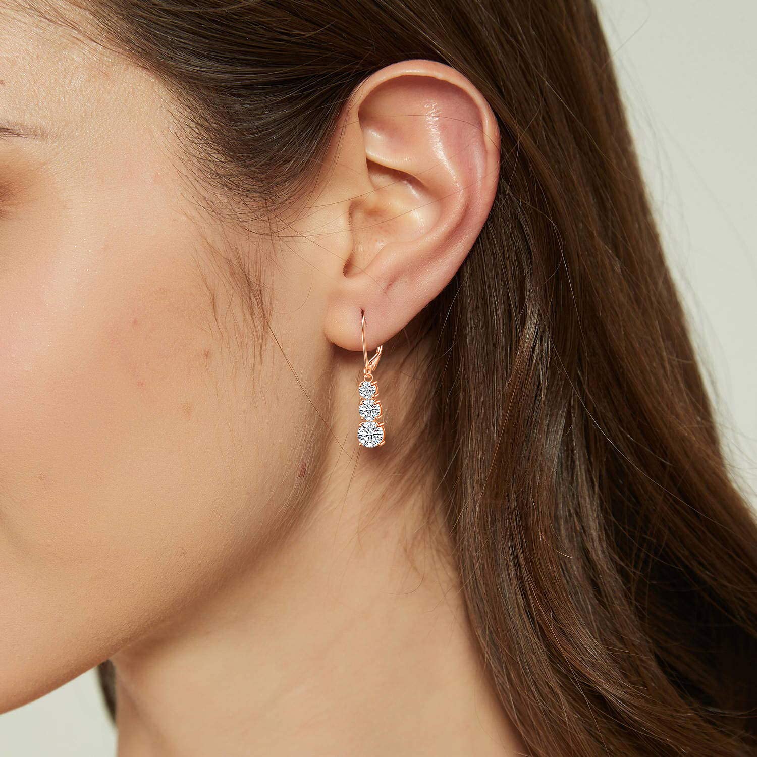925 Sterling Silver Cubic Zirconia Leverback Drop Earrings for Women | Elegant CZ Dangle Earrings | Perfect for Weddings, Parties & Special Occasions