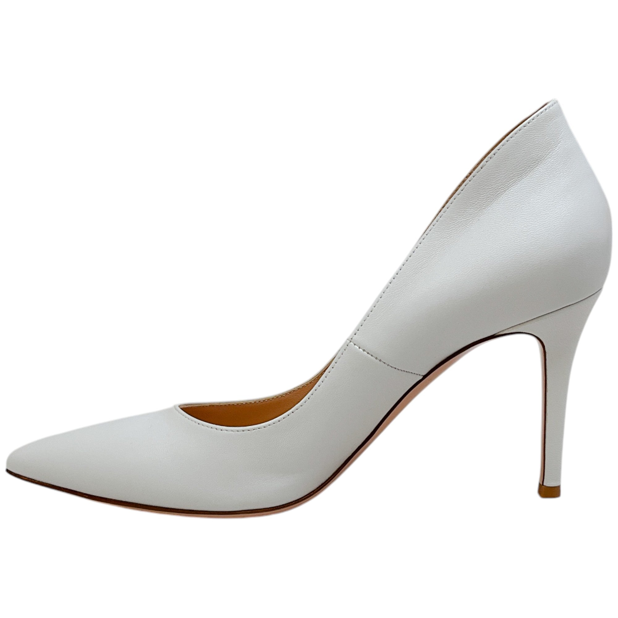 Gianvito Rossi Women's White Leather Ellipsis 85mm Pumps - Elegant High Heels for Office, Party & Special Occasions