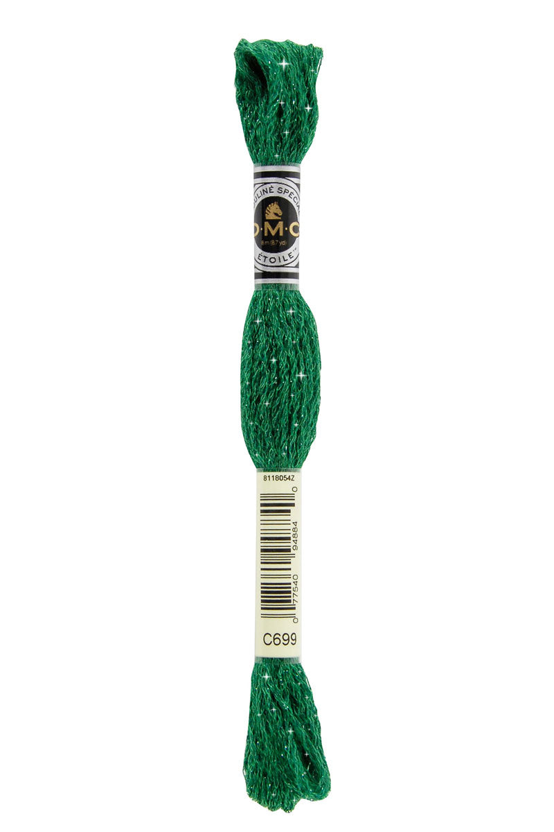 DMC C699 Mouliné Étoile Shimmer Embroidery Floss - Metallic Green Thread for Cross Stitch, Needlepoint & Hand Embroidery - Perfect for DIY Crafts, Christmas Ornaments & Home Decor Projects