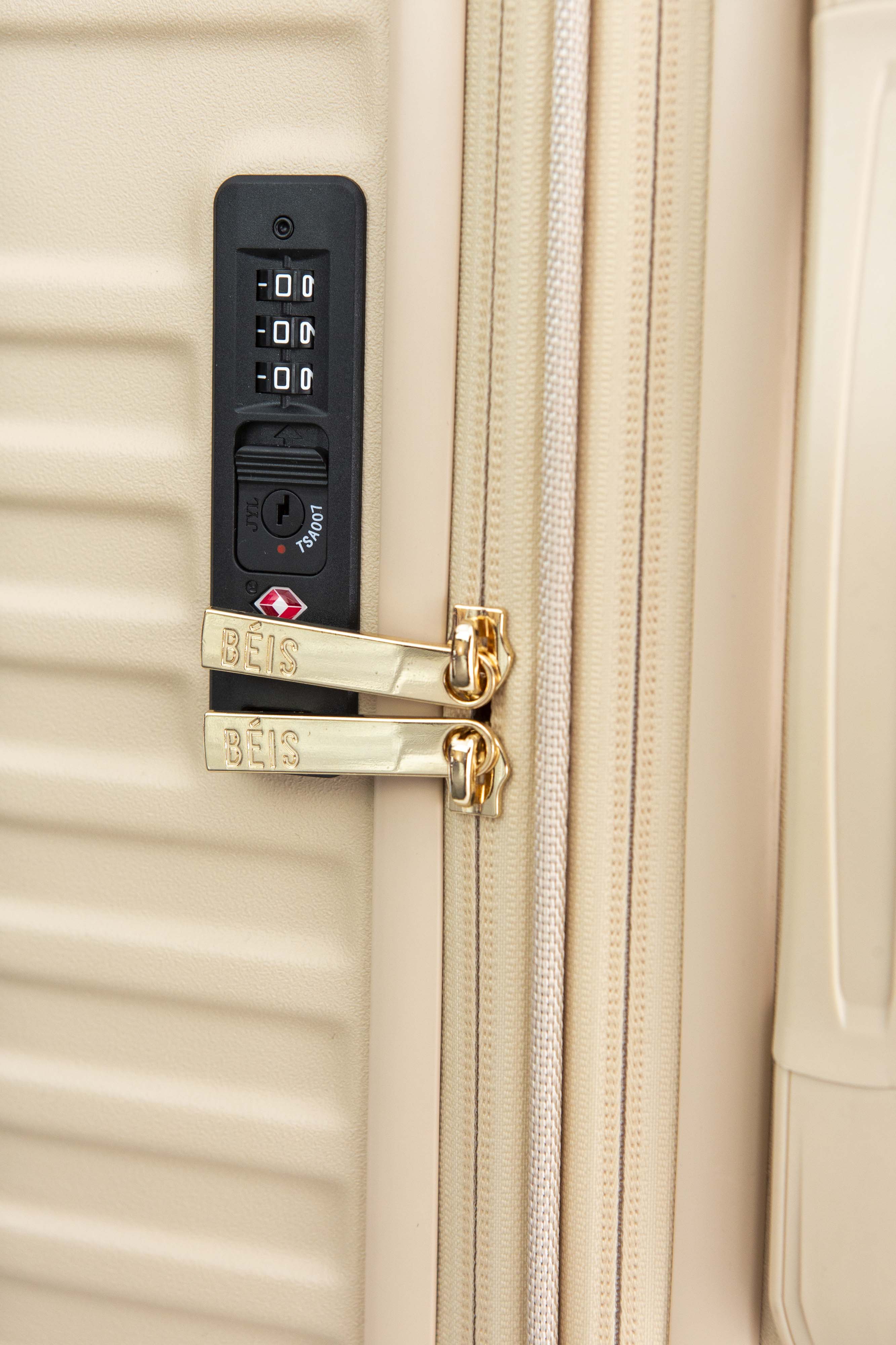Large Beige Check-In Luggage Roller Suitcase - Perfect for Air Travel, Business Trips & Vacation Packing