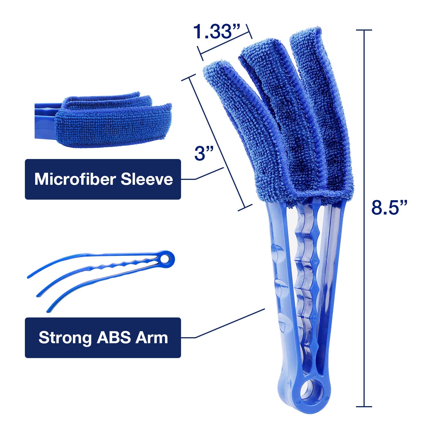 2 Pack Window Blind Cleaner Duster Tool with 12 Microfiber Sleeves - Easy Cleaning for Blinds, Shutters, AC Vents & Home Dusting - Perfect for Venetian Blinds, Jalousie Shutters & HVAC Maintenance