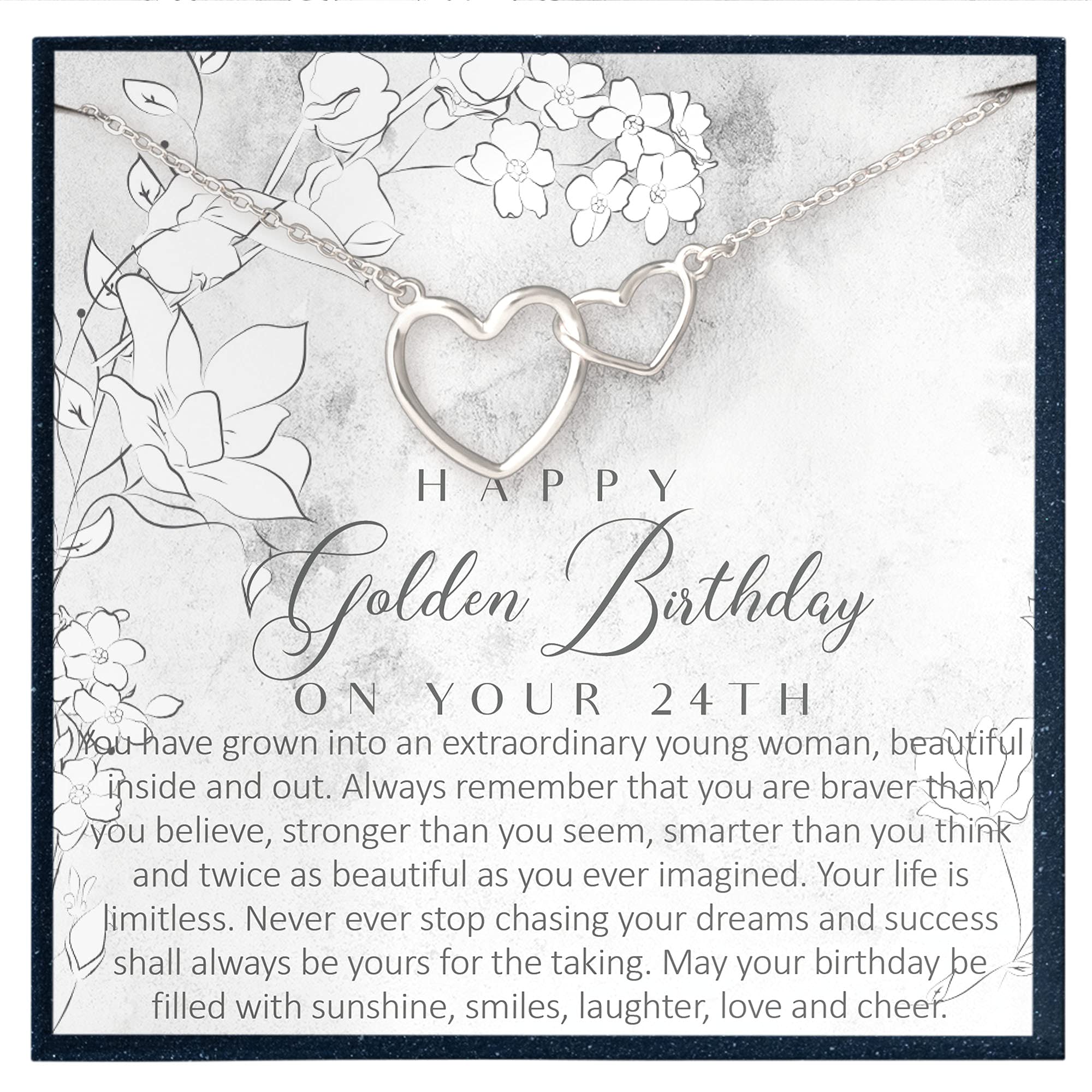 24th Birthday Gift for Women - Heart Necklace Jewelry for 24 Year Old Girl | Unique Bday Present for Her | Elegant Birthday Gift Idea for Women Age 24 | Perfect for Parties, Anniversaries & Special Occasions