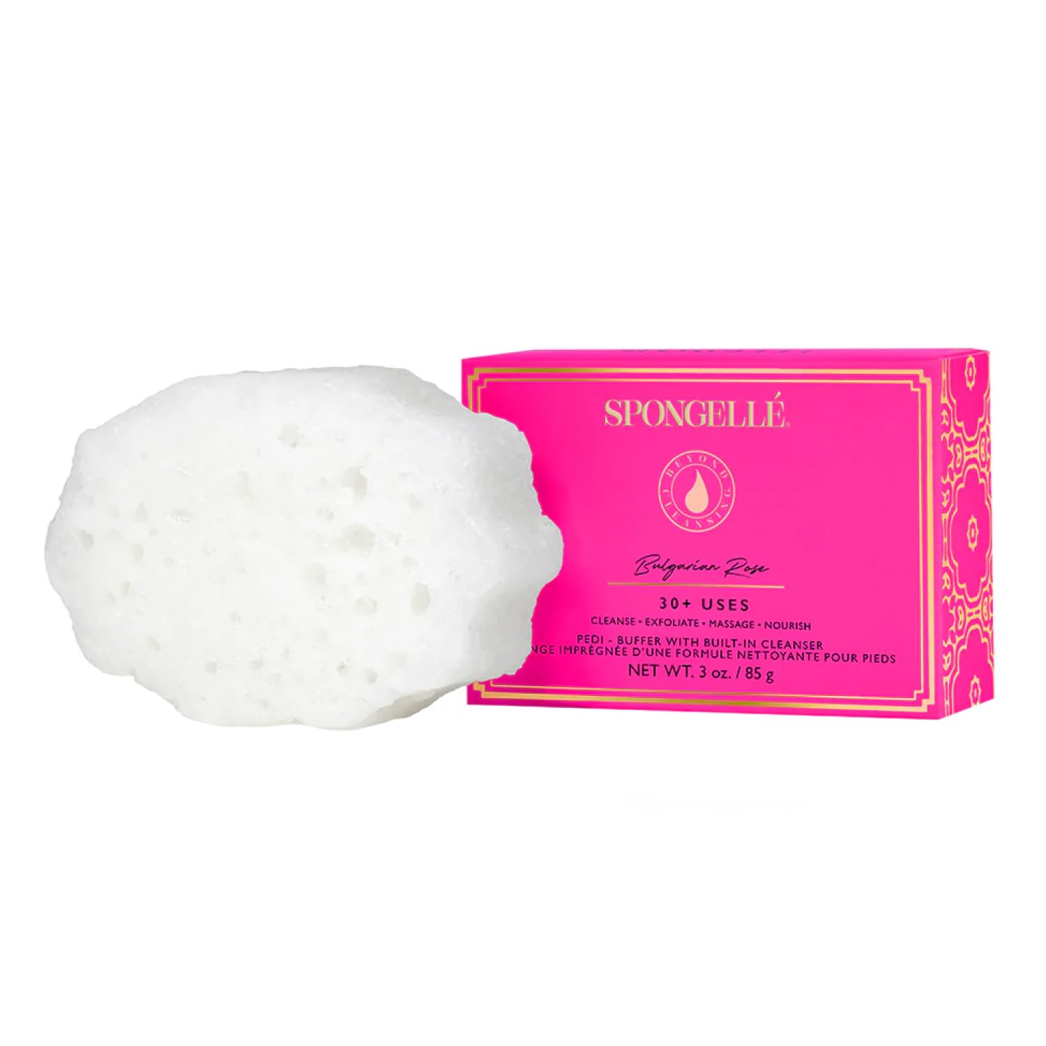 Bulgarian Rose Pedi Buffer – Exfoliating Foot Scrub & Cleanser for Dry Feet | Softens, Smooths & Hydrates | Built-In Body Wash | 30+ Uses | Vegan, Paraben-Free, Cruelty-Free | At-Home Pedicure Spa | Perfect for Relaxing Foot Care & DIY Manicures