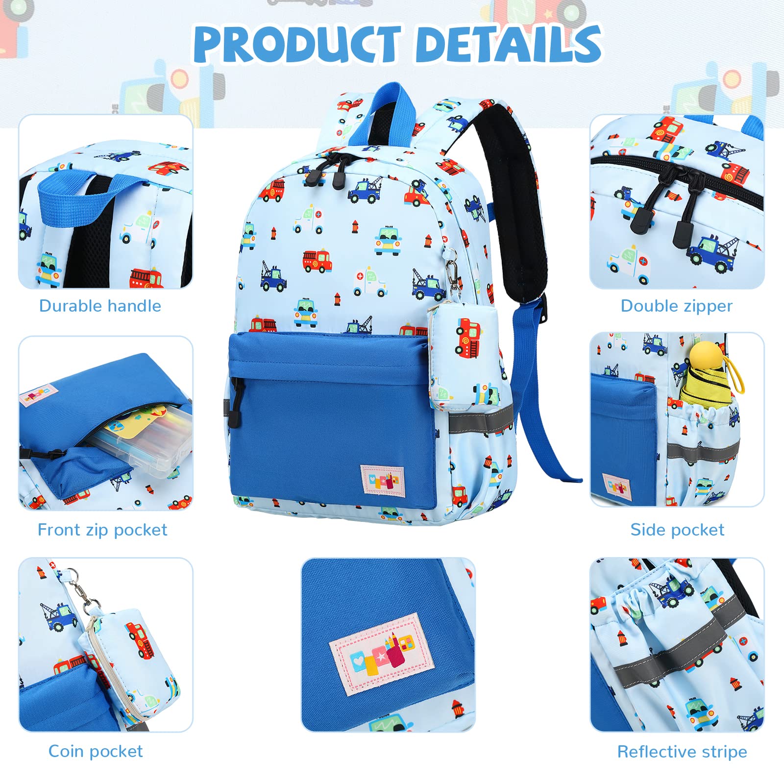 MyGreen Toddler Backpack for Boys & Girls - Adjustable Chest Strap, Lightweight Kids Backpack for Preschool, Daycare & Travel - Perfect for School Supplies & Outdoor Adventures