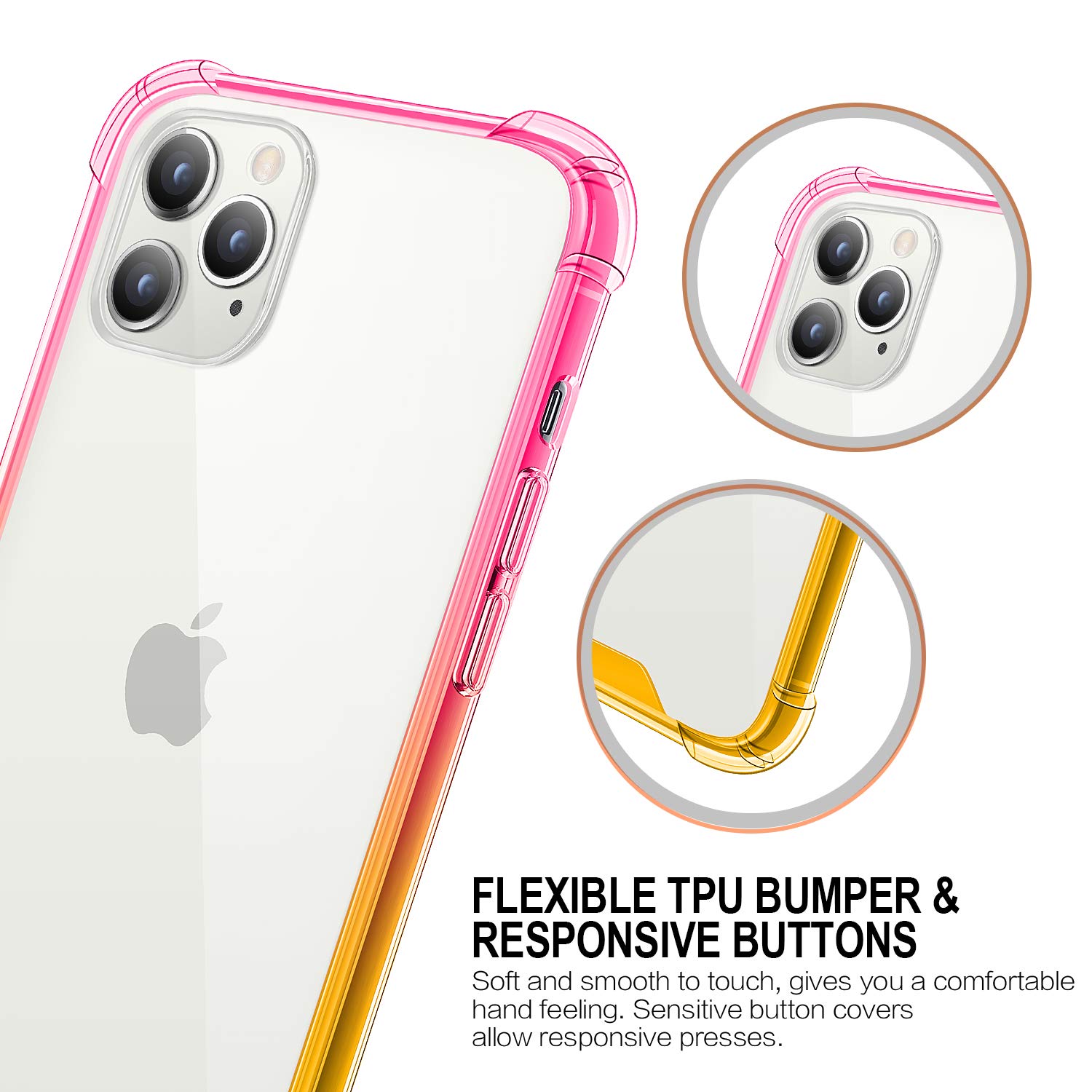 SALAWAT iPhone 12 Pro Case 6.1 Inch - Clear Gradient Slim Protective Cover with Reinforced TPU Bumper & Hard PC Back | Shockproof | Pink Gold | Perfect for Everyday Use, Work & Travel