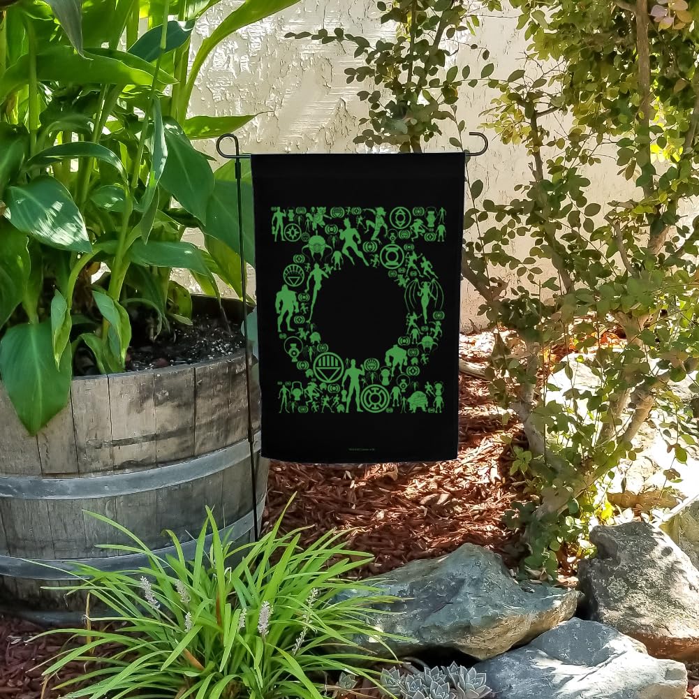 Green Lantern Logo Garden Flag - DC Comics Superhero Outdoor Decorative Banner for Yard, Lawn, and Patio Decor